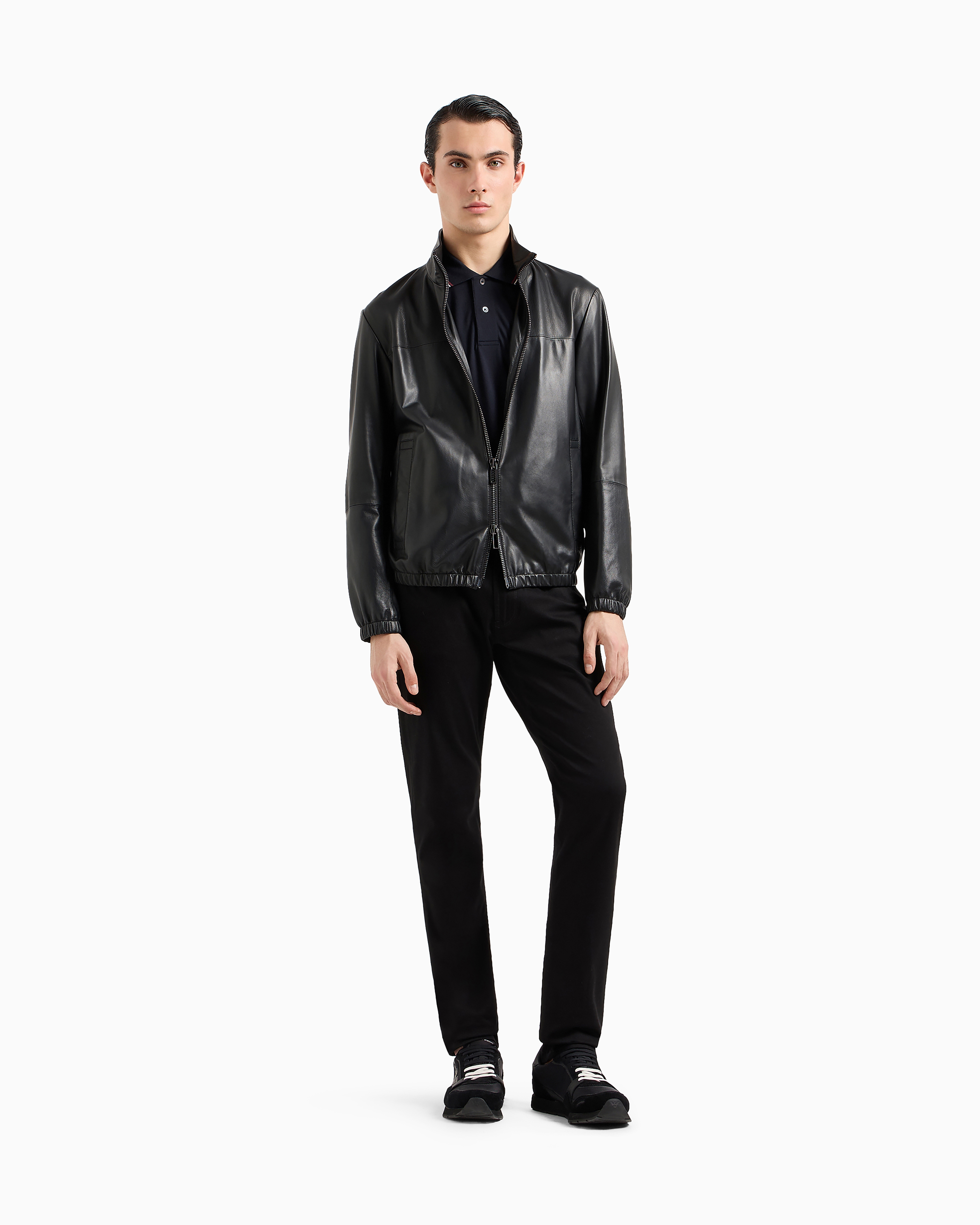 Slim-fit stretch piqué polo shirt with micro eagle