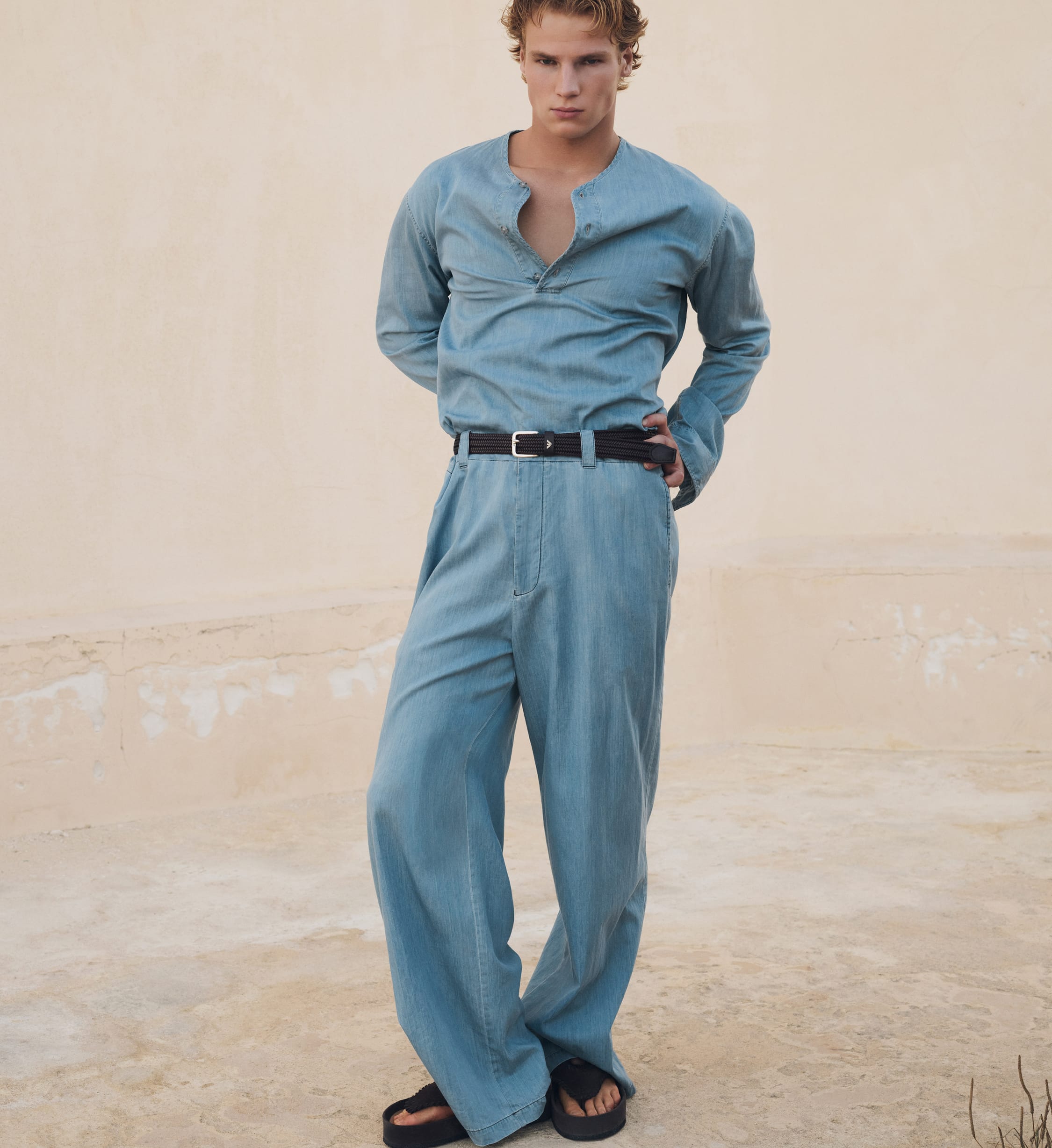 Model wears Emporio Armani collection