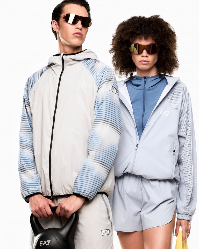 Video showing different models working out in an underground car park wearing technical apparel from the EA7 Autumn/Winter 2024 collection 