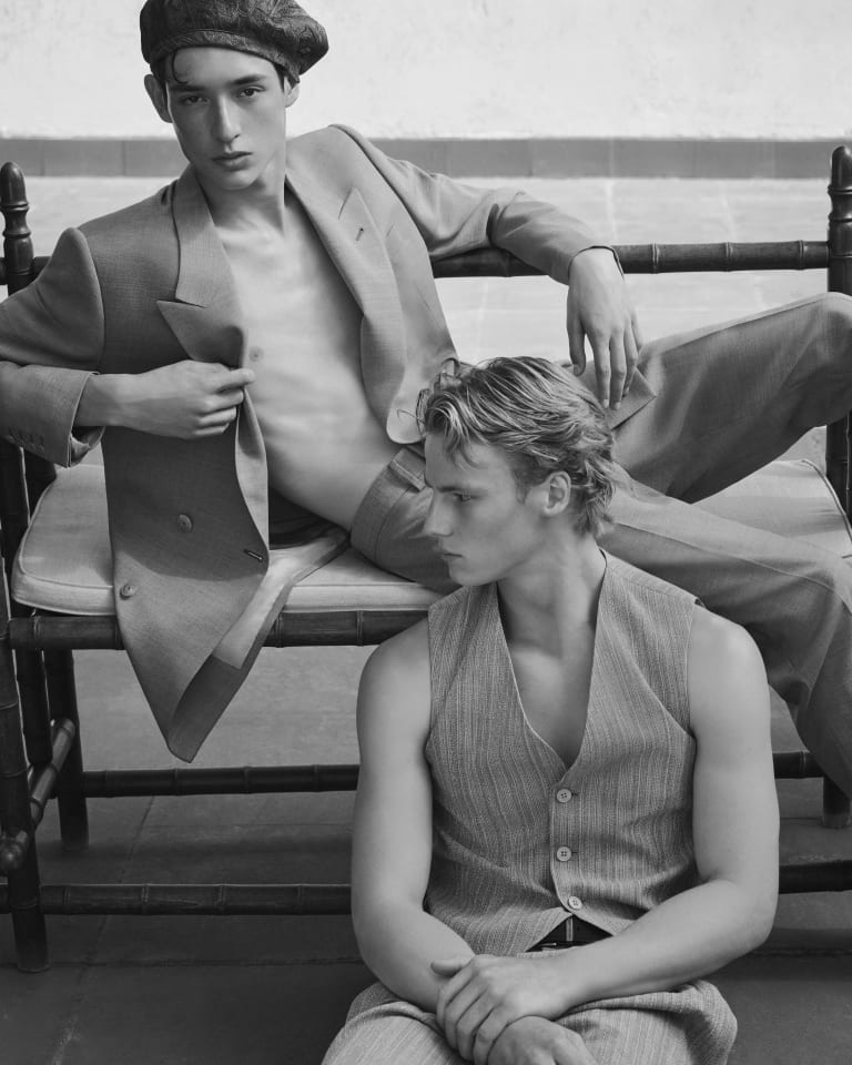 Video showing different models wearing apparel from the Emporio Armani collection