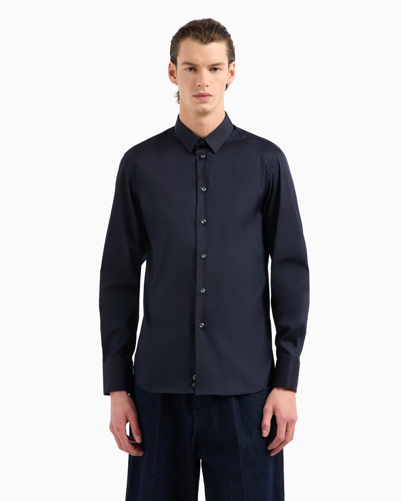 Stretch cotton poplin shirt