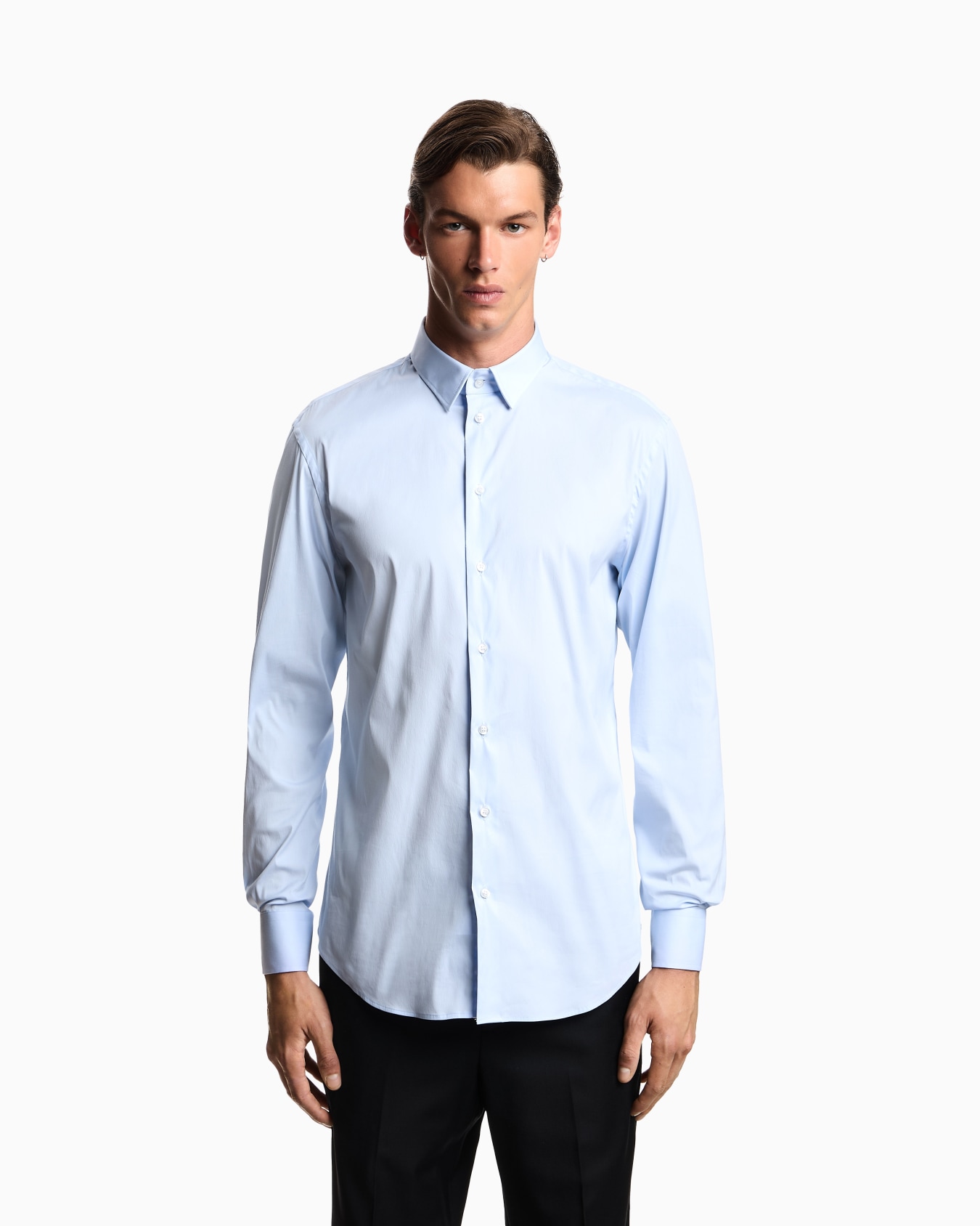 Stretch cotton poplin shirt Slide 3