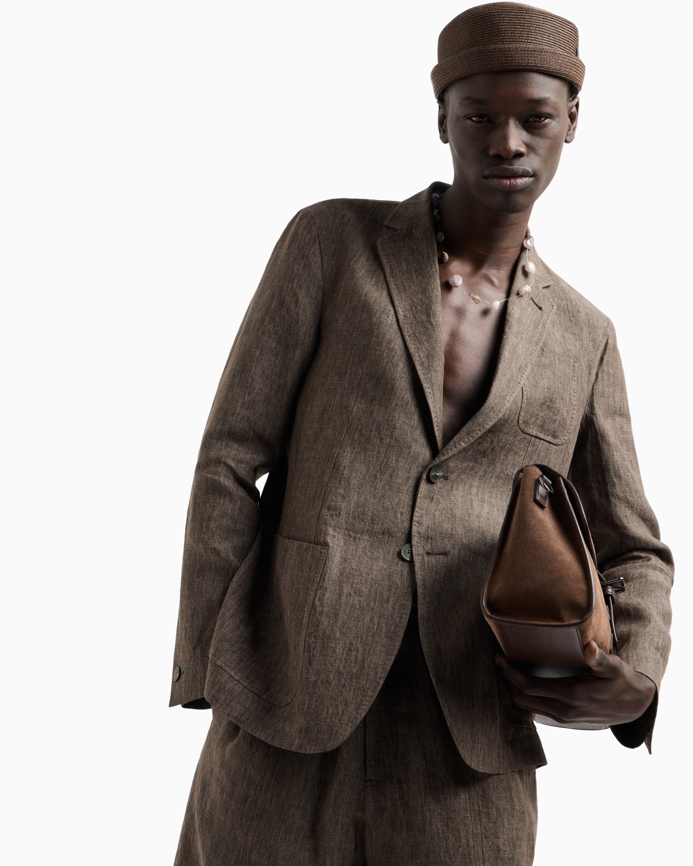 Single-breasted jacket in faded linen with a crêpe texture Slide 6