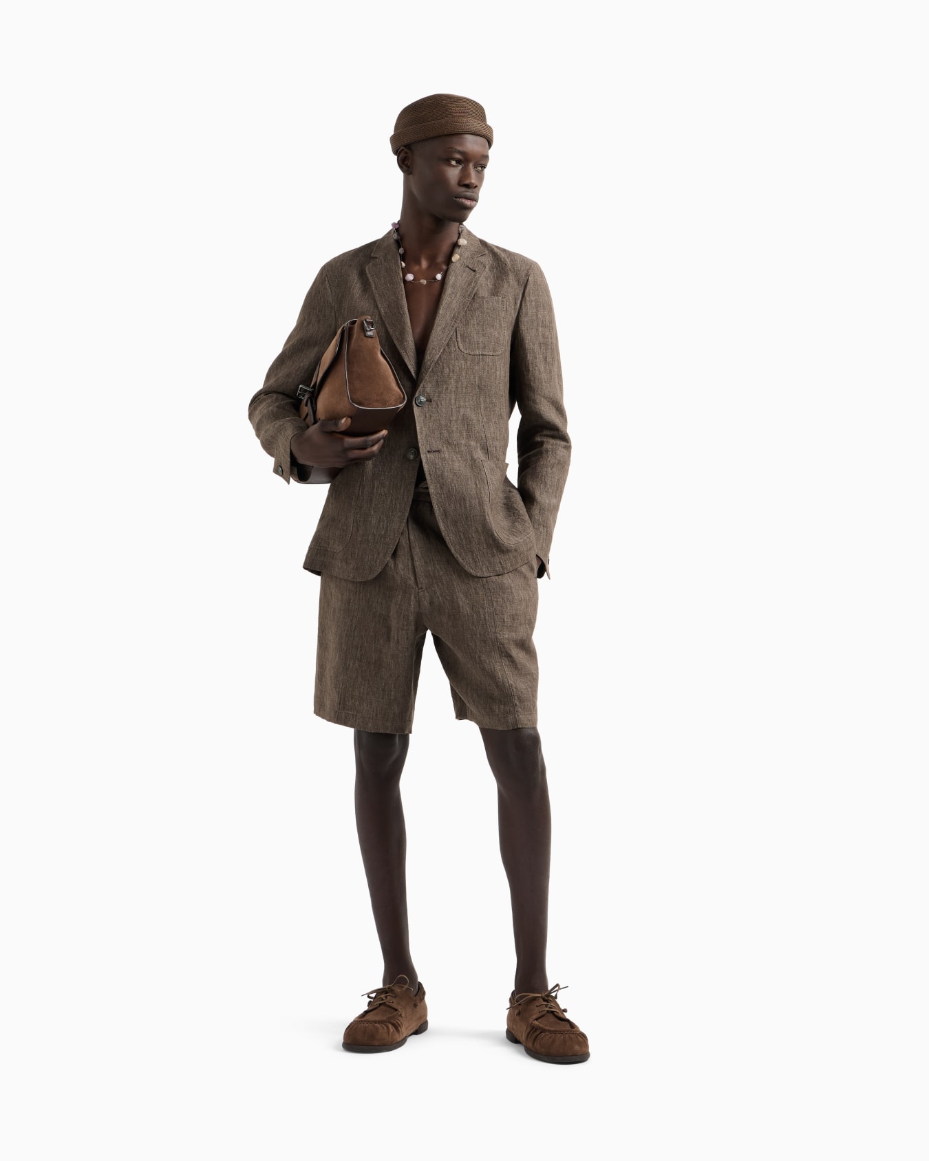 Single-breasted jacket in faded linen with a crêpe texture Slide 2
