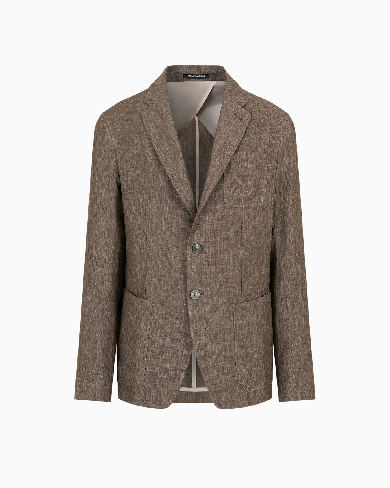 Single-breasted jacket in faded linen with a crêpe texture Slide 0