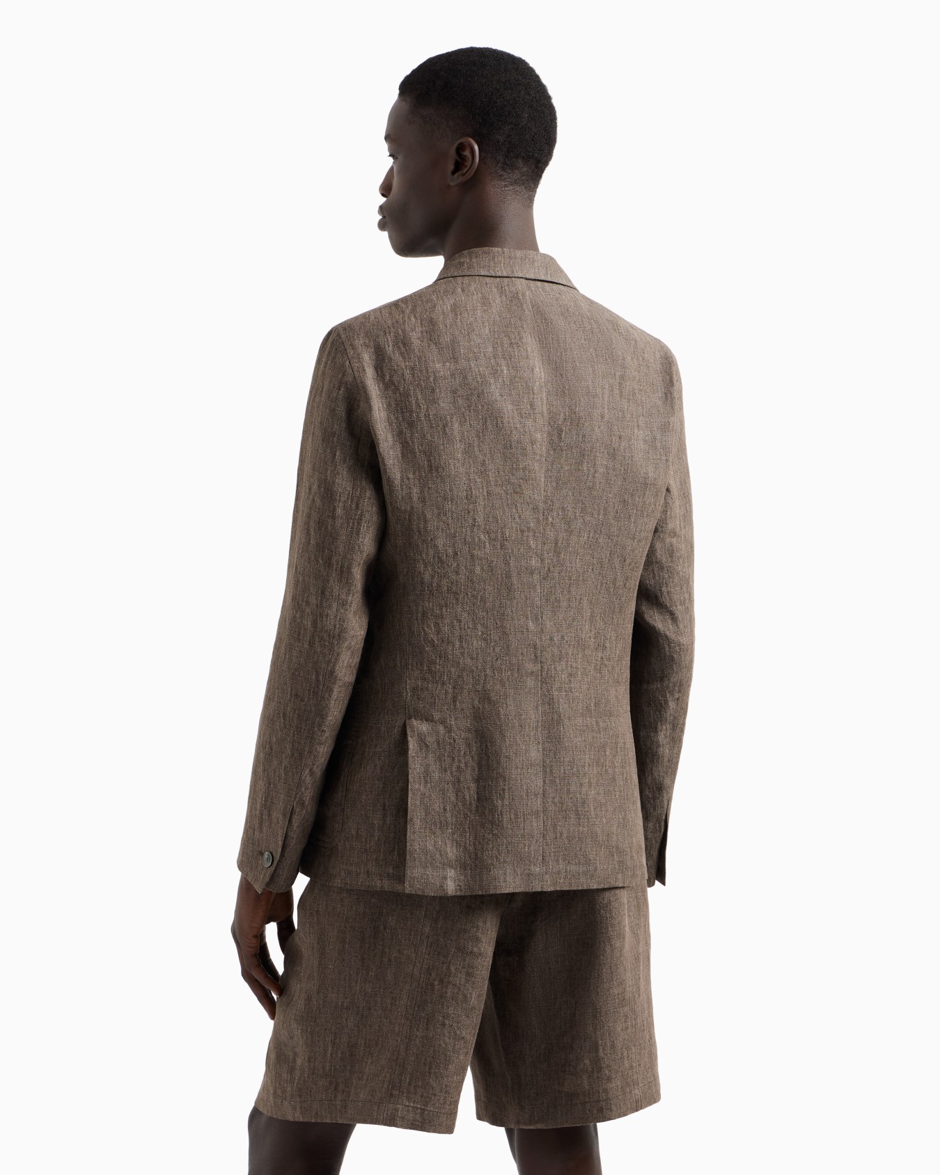 Single-breasted jacket in faded linen with a crêpe texture Slide 3