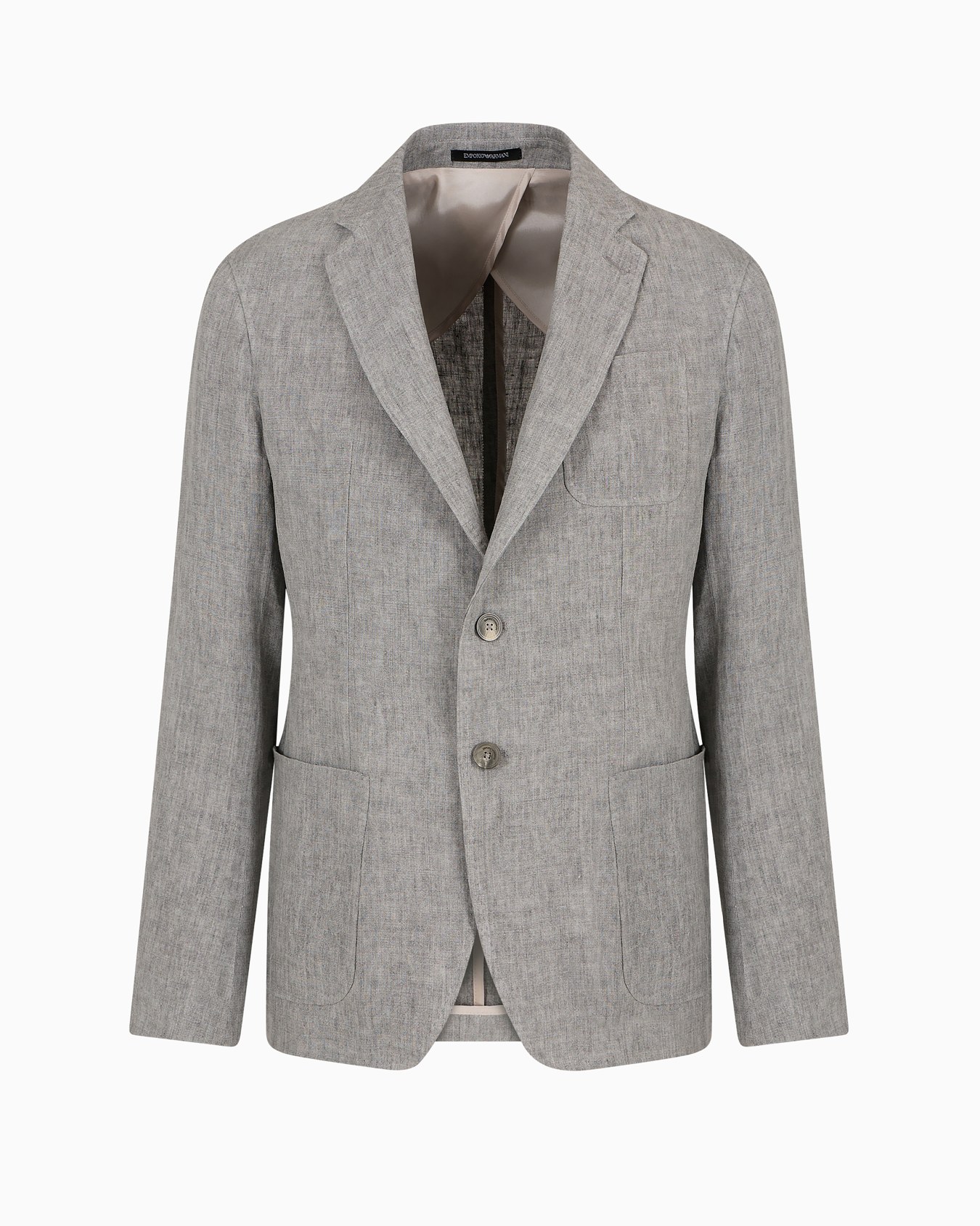 Single-breasted jacket in faded linen with a crêpe texture Slide 0
