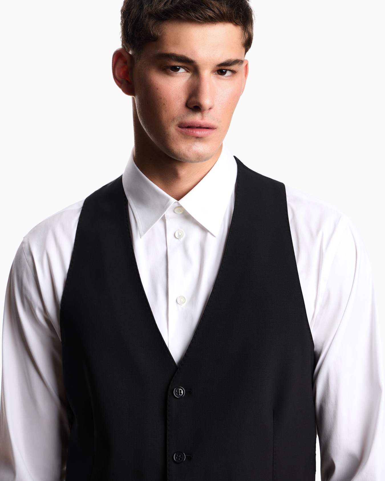 Single-breasted gilet in compact, two-way stretch canvas Diapositiva 4