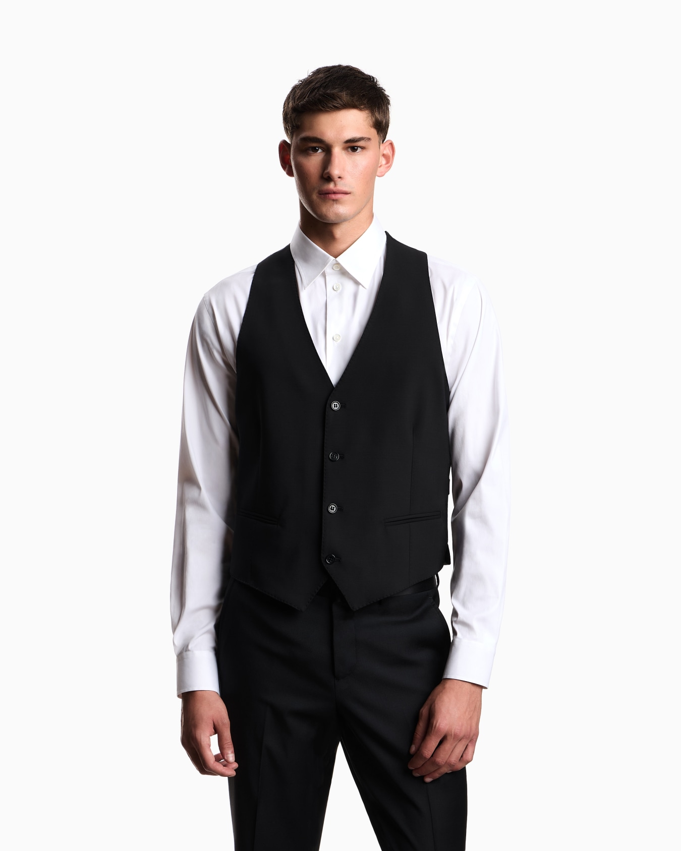 Single-breasted gilet in compact, two-way stretch canvas Diapositiva 3
