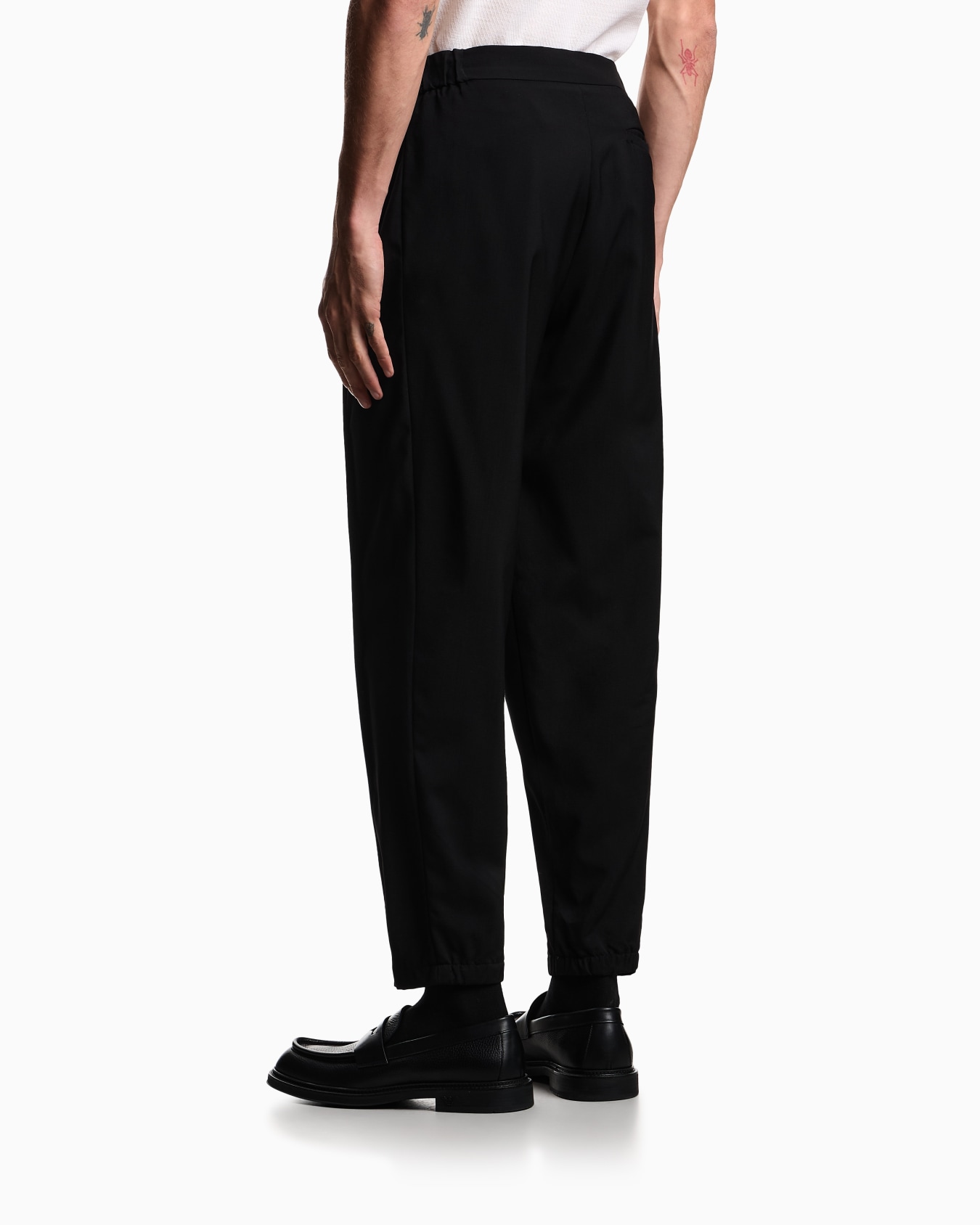 Natural stretch canvas trousers with elasticated cuffs Slide 2