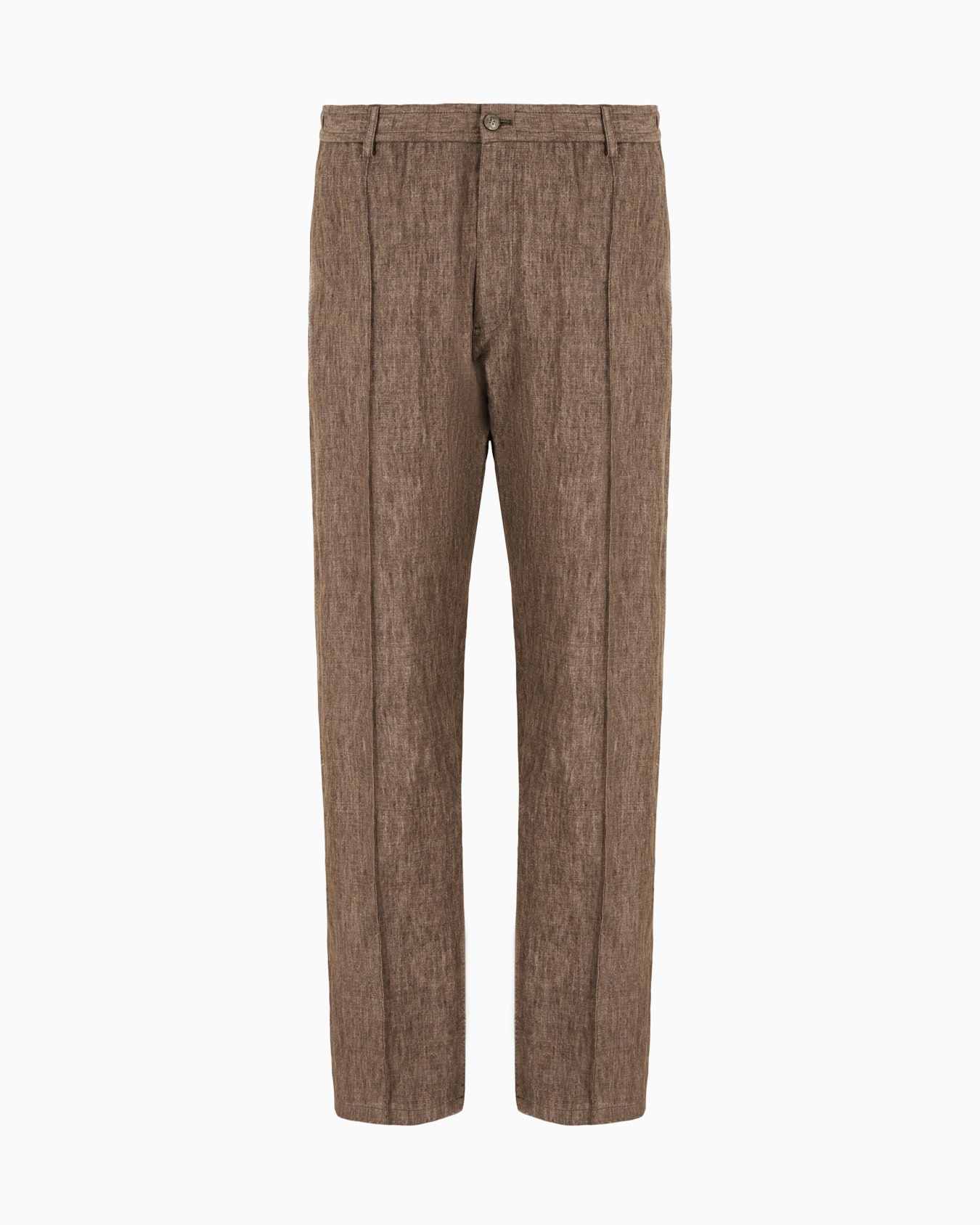 Crêpe-effect faded linen trousers with pleats Slide 0