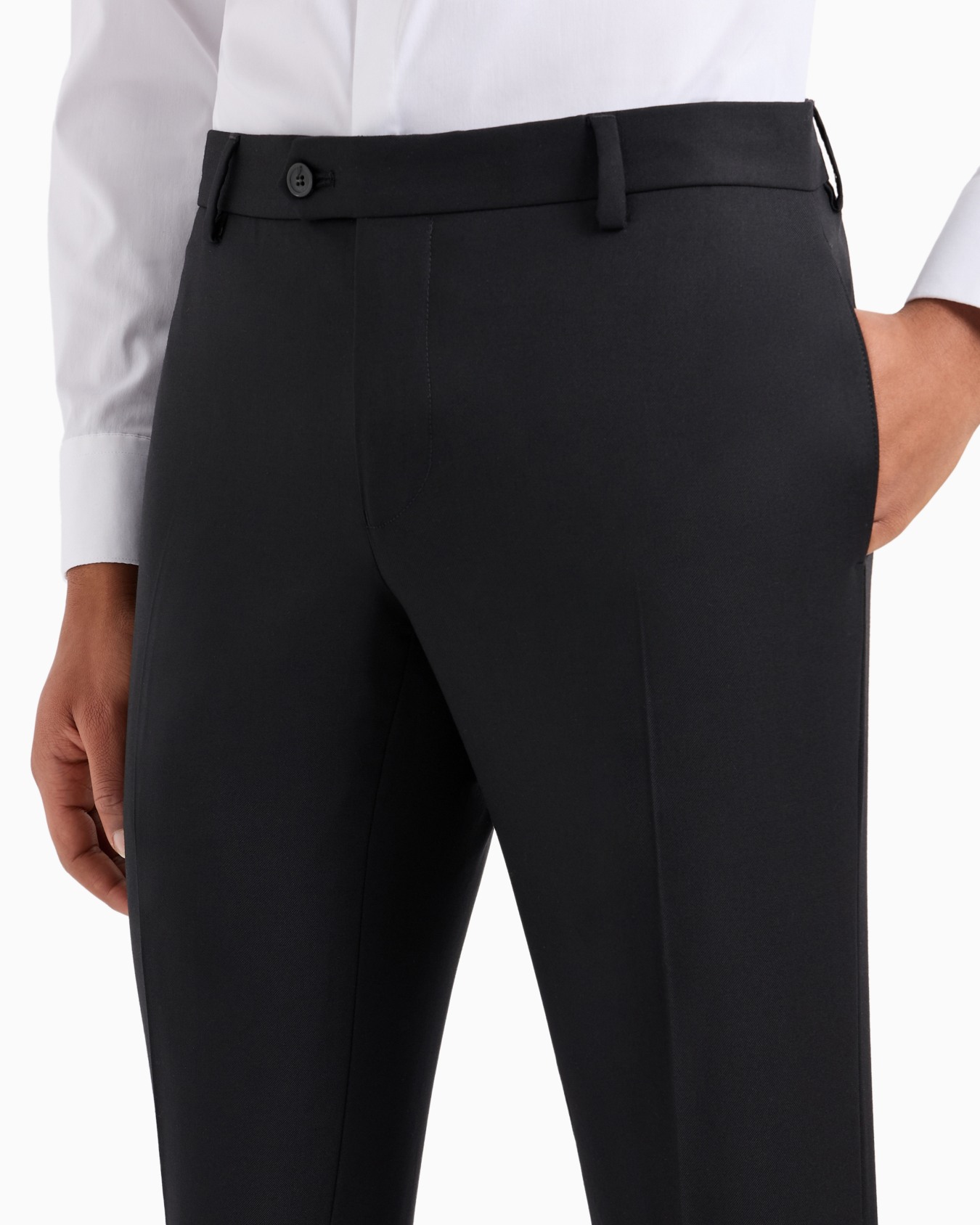 Pantalon avec pli en laine vierge peignée Diapositive 4