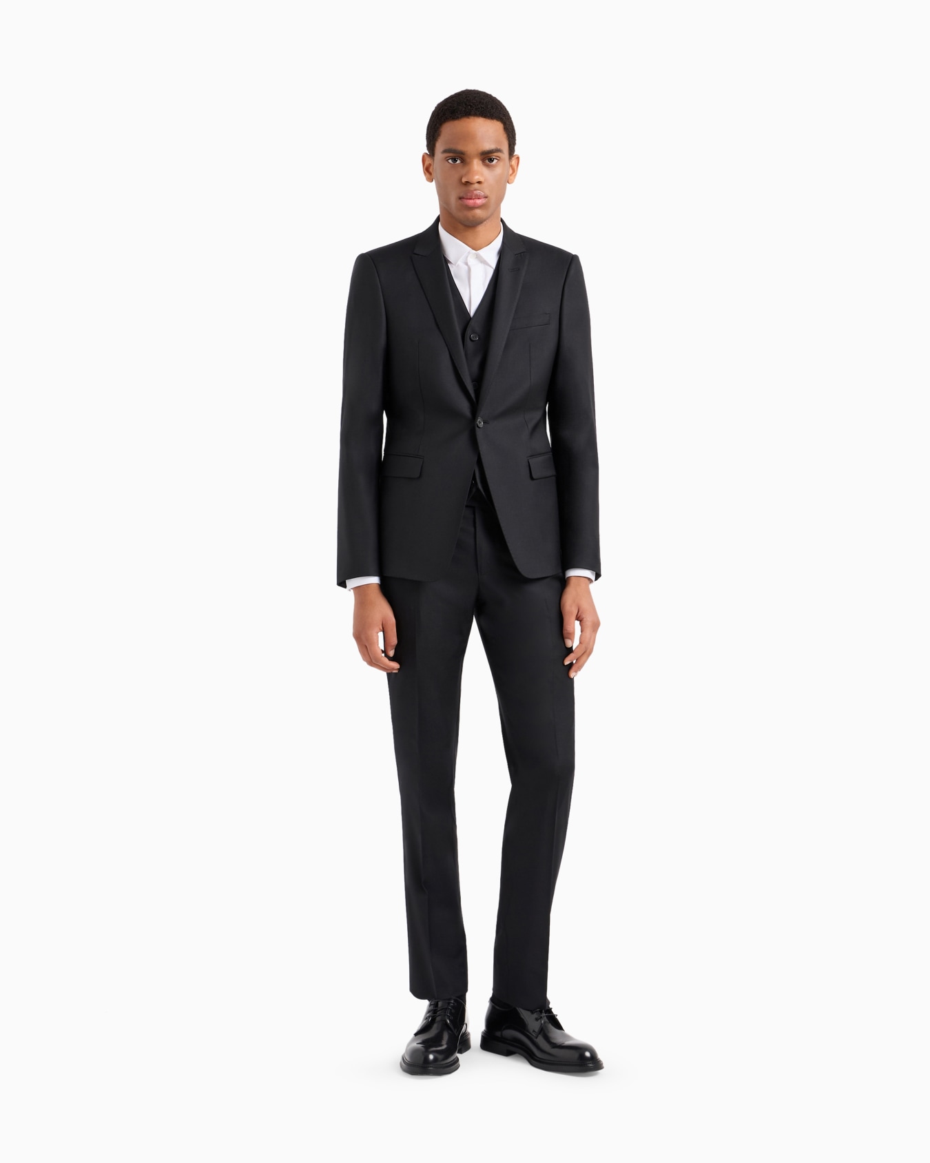 Pantalon avec pli en laine vierge peignée Diapositive 1