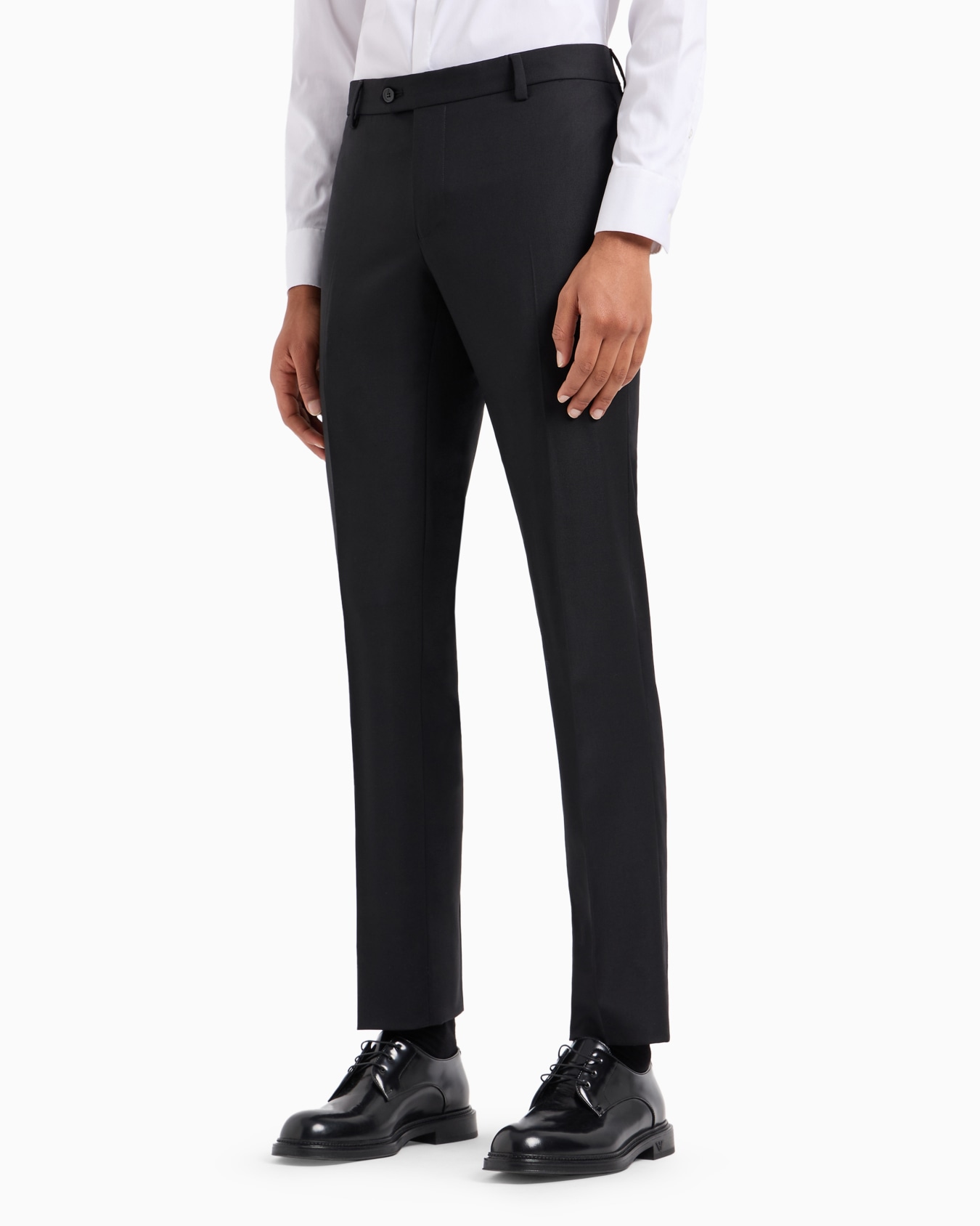 Pantalon avec pli en laine vierge peignée Diapositive 3