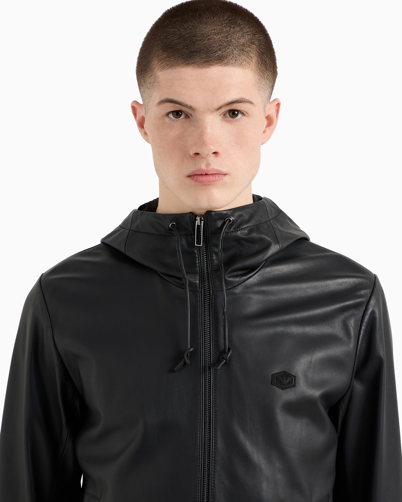 Hooded, semi-aniline nappa lambskin blouson with full-length zip Slide 4