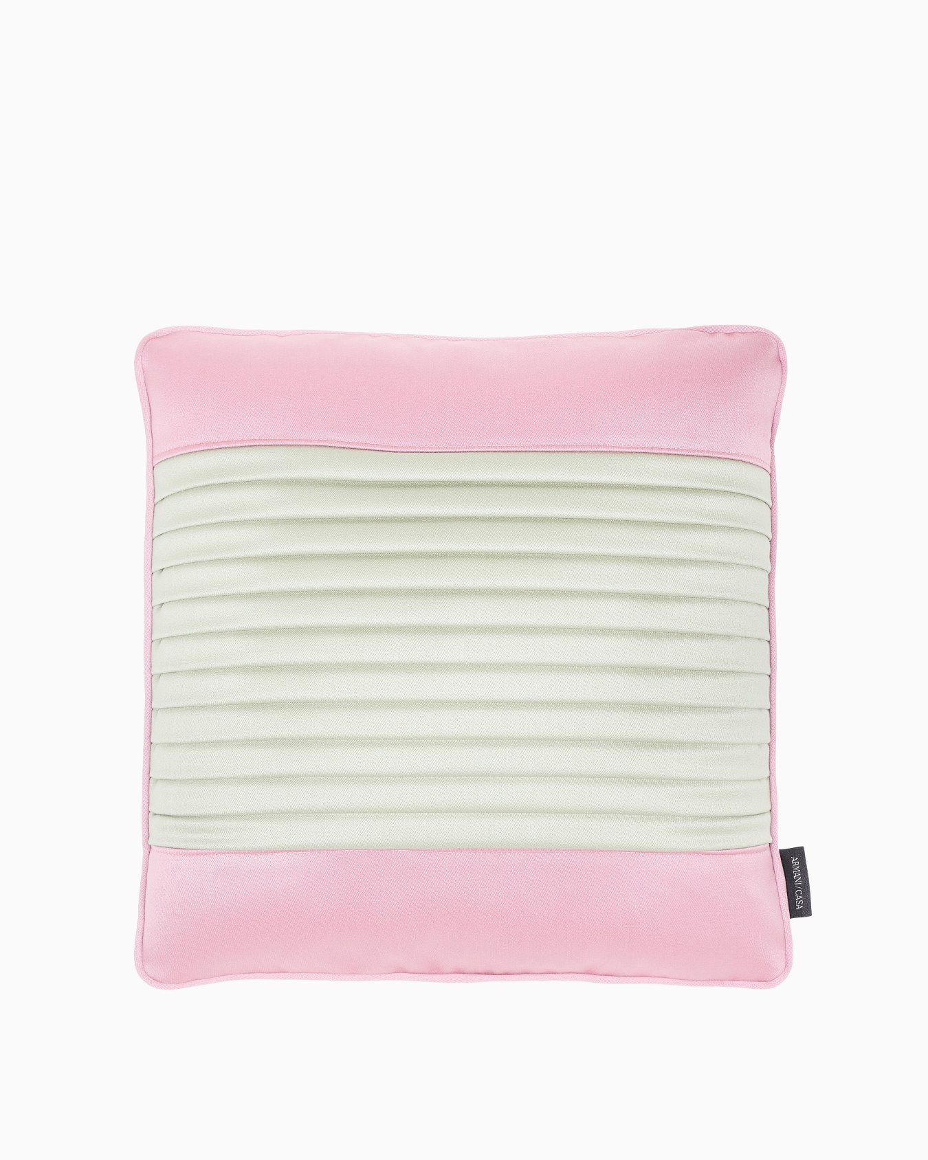 AXIS CUSHION WITH PLISSÉ DETAIL IN WOOL SATIN Slide 0
