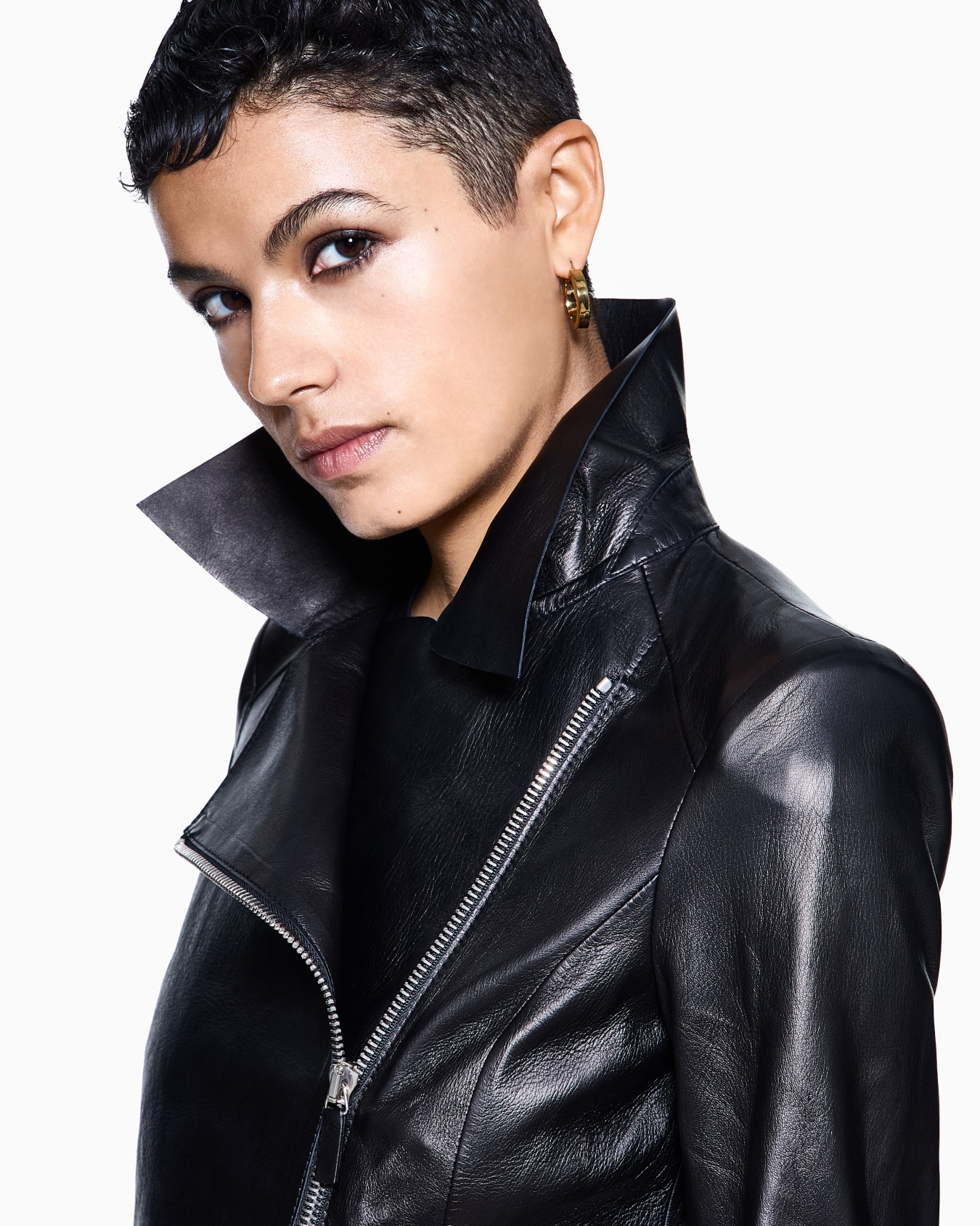 Chaqueta biker de napa Diapositiva 3