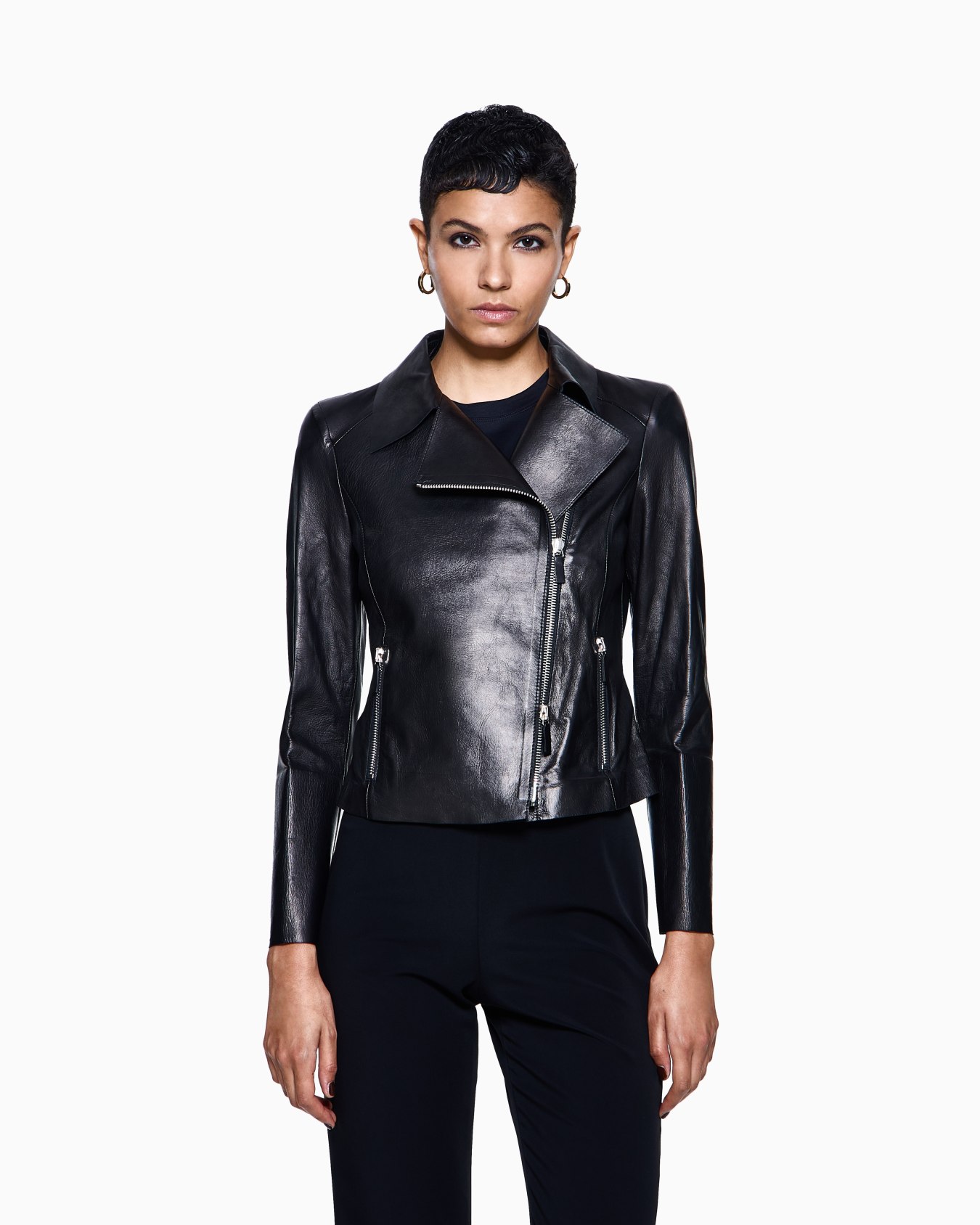 Chaqueta biker de napa Diapositiva 2