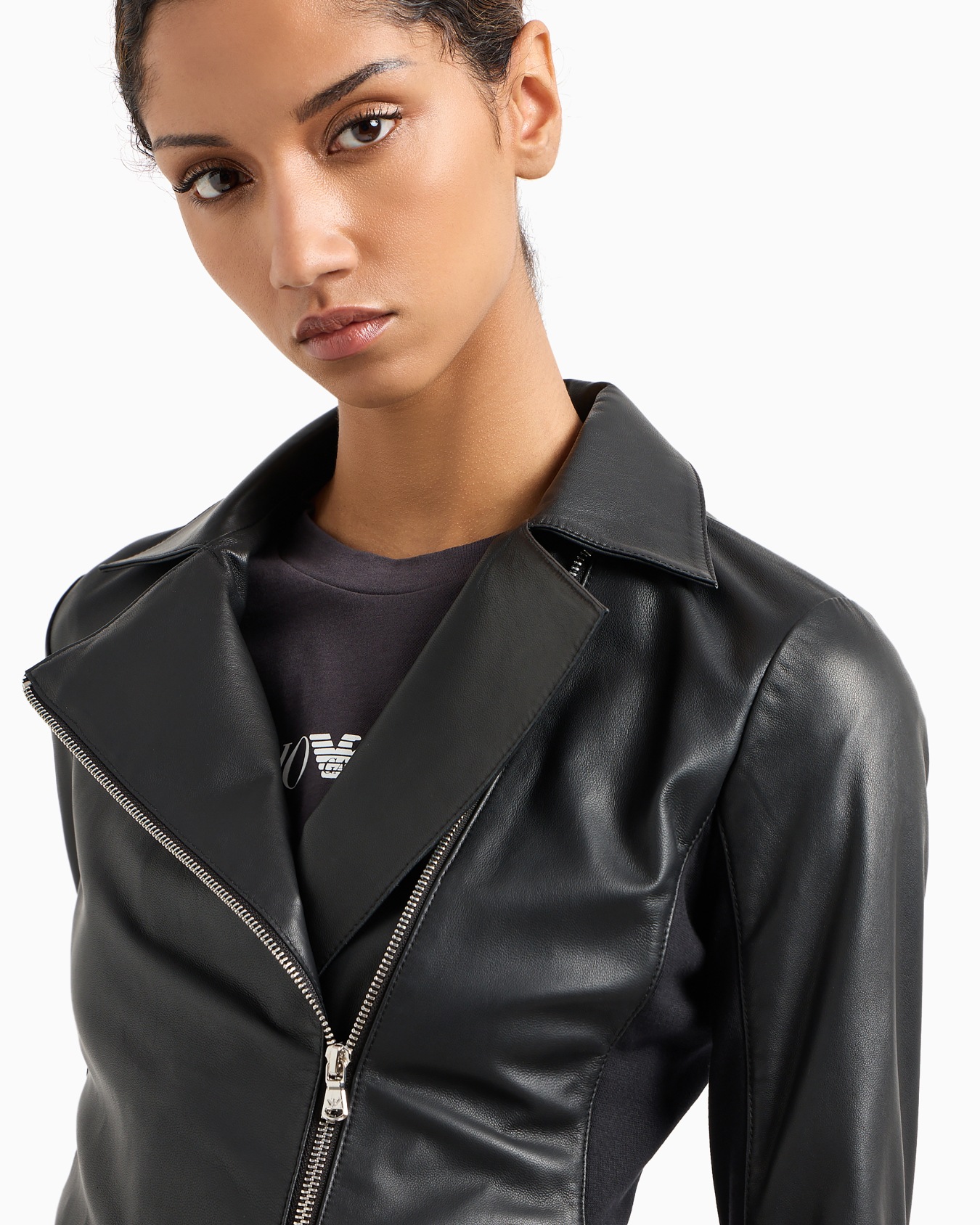 Jacke aus Semianilin-Lammnappaleder mit Jersey-Einsätzen Folie 4