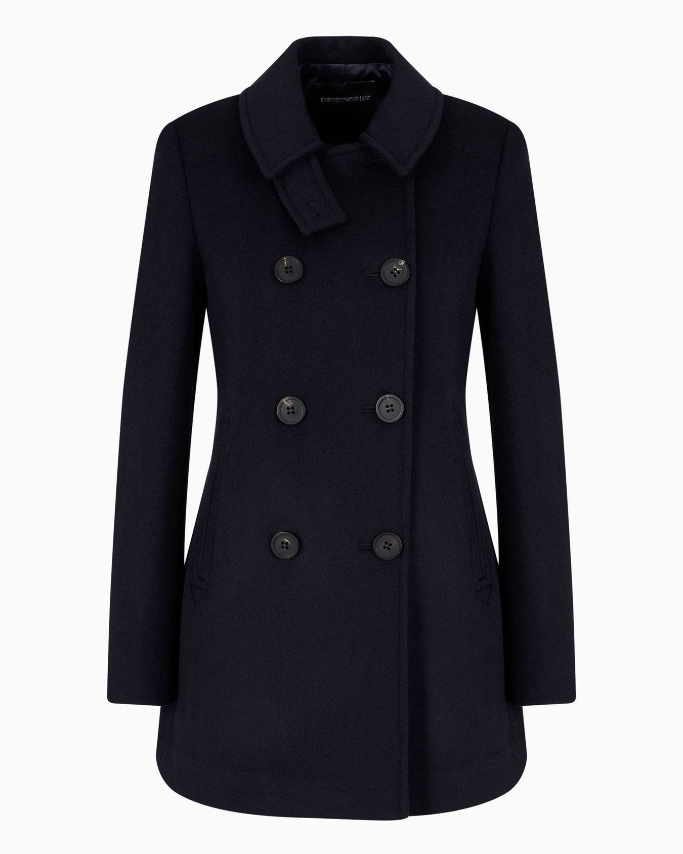 Double-breasted pea coat in Casentino wool Slide 0