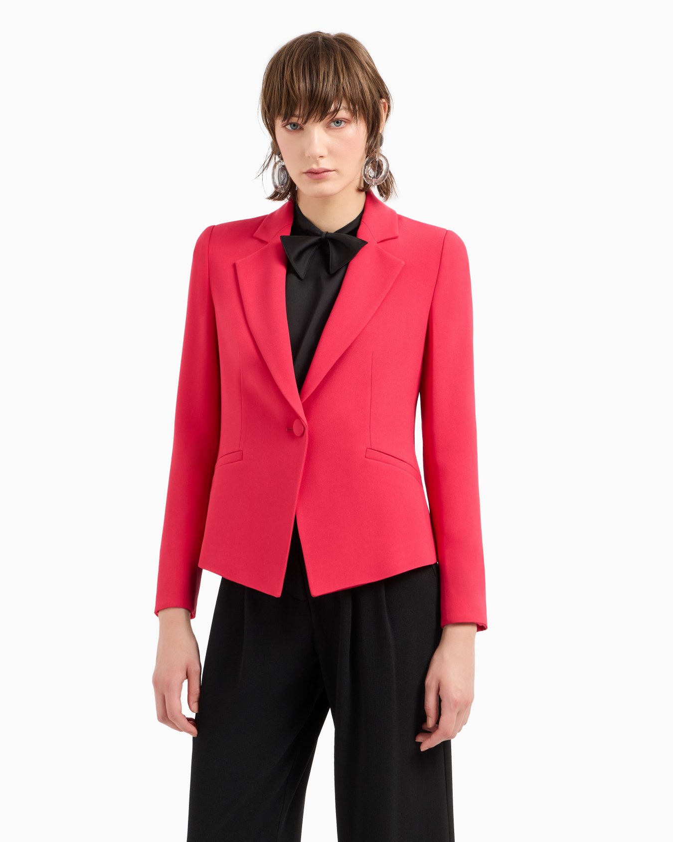 Chaqueta de crepé de cady con solapas Diapositiva 1
