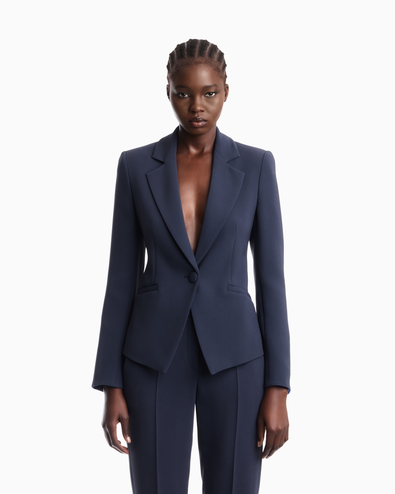 Cady crepe jacket with lapels in a slim fit Essential Slide 3