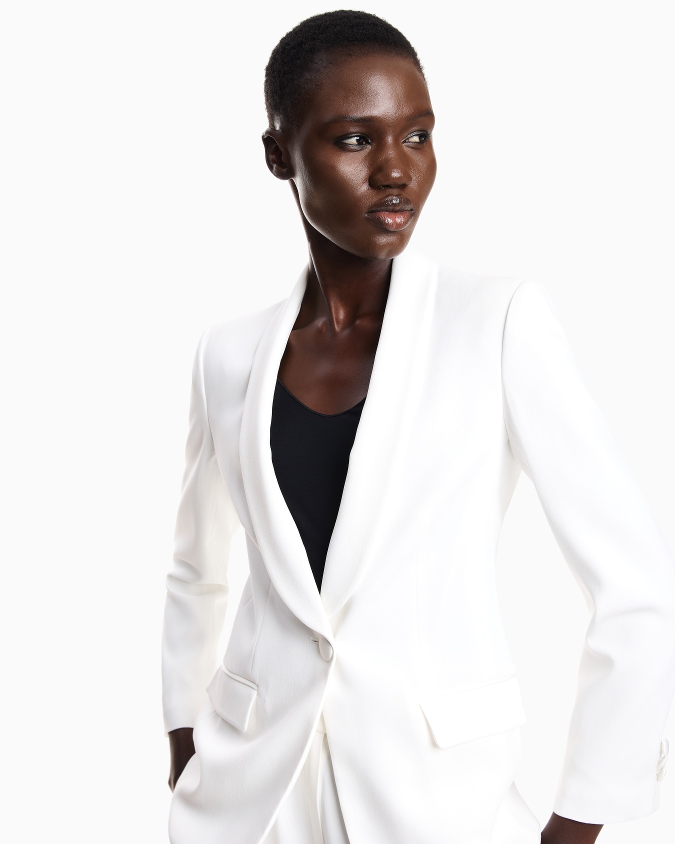 Single-breasted blazer in envers satin Slide 4