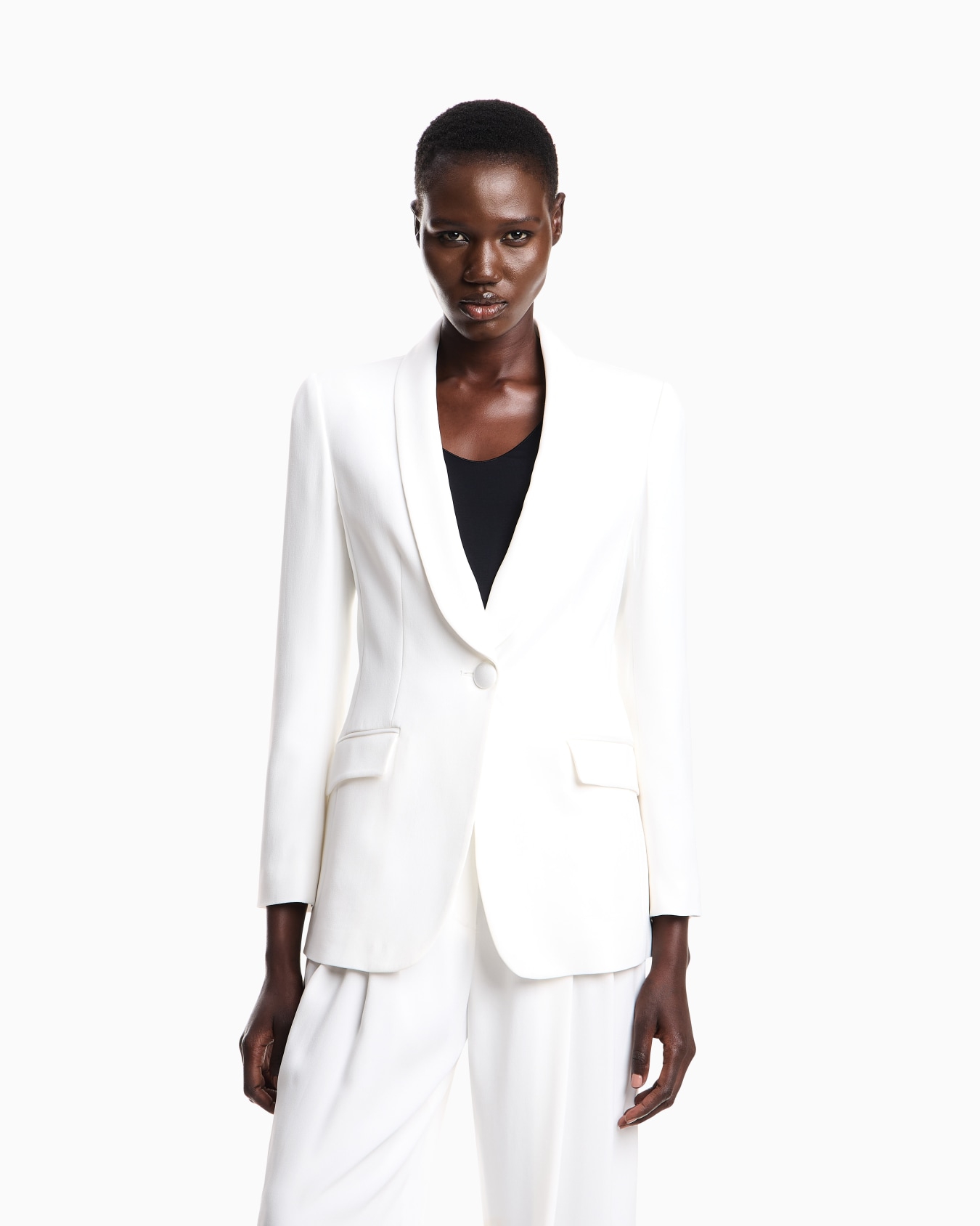 Single-breasted blazer in envers satin Slide 3