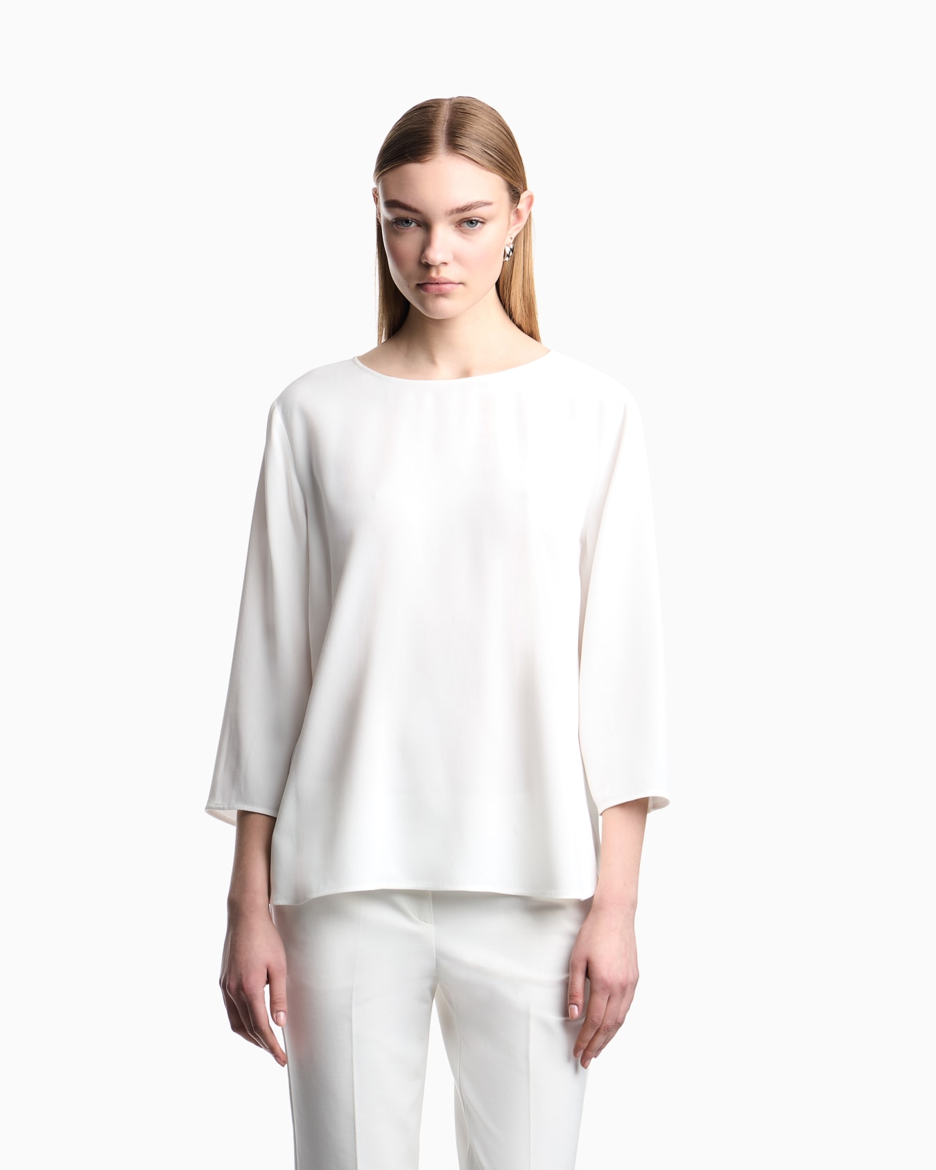 Blusa de envers satén con manga tres cuartos Diapositiva 3