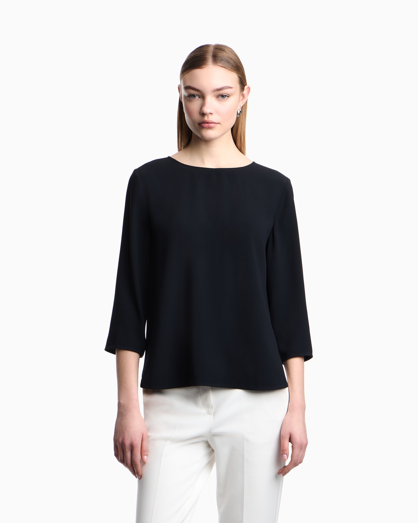 Blusa de envers satén con manga tres cuartos Diapositiva 3