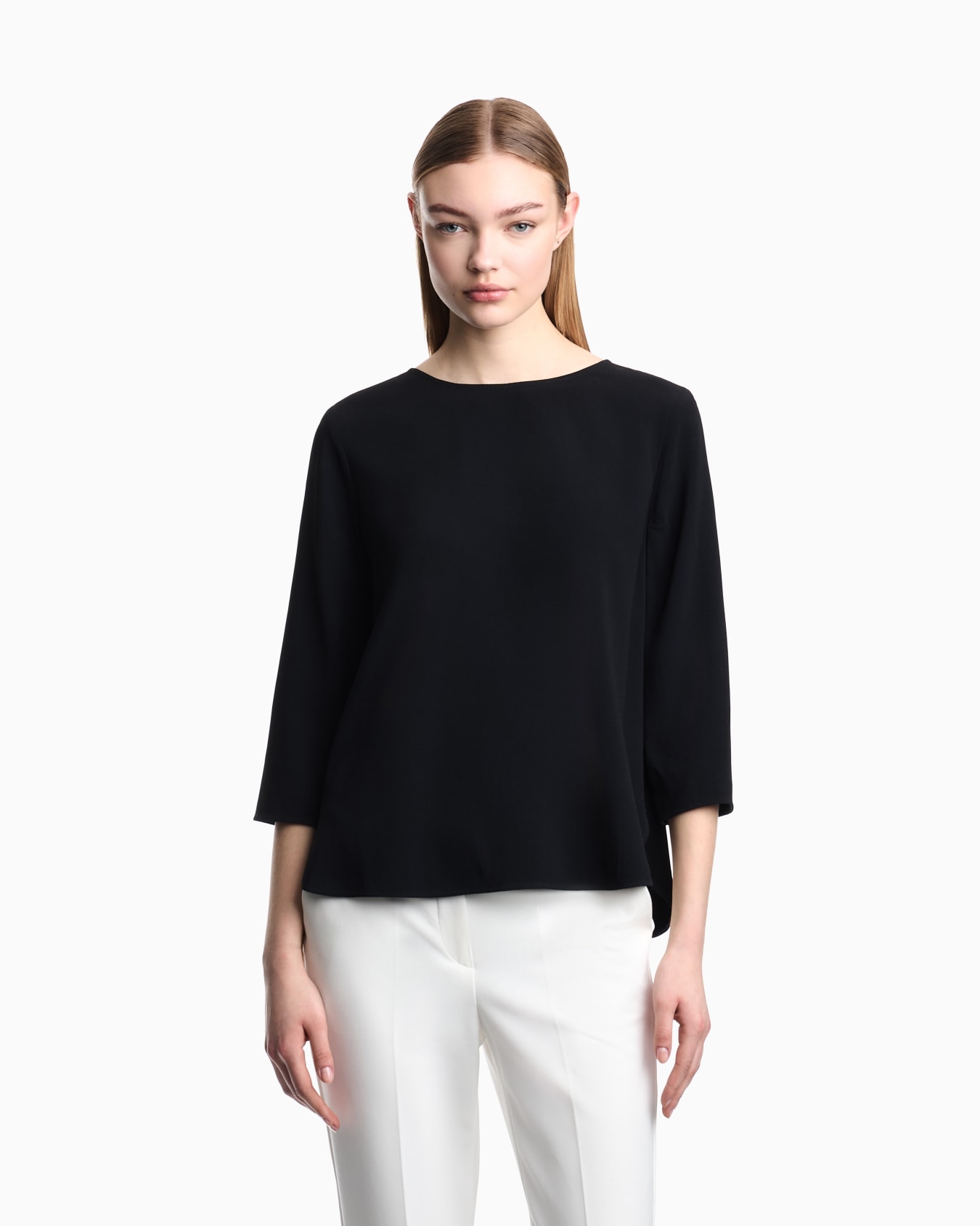 Blusa de envers satén con manga tres cuartos Diapositiva 3