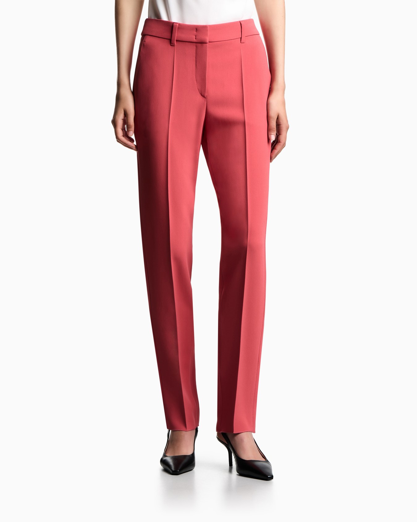 Pantalon avec passants en crêpe cady avec nervures Diapositive 3
