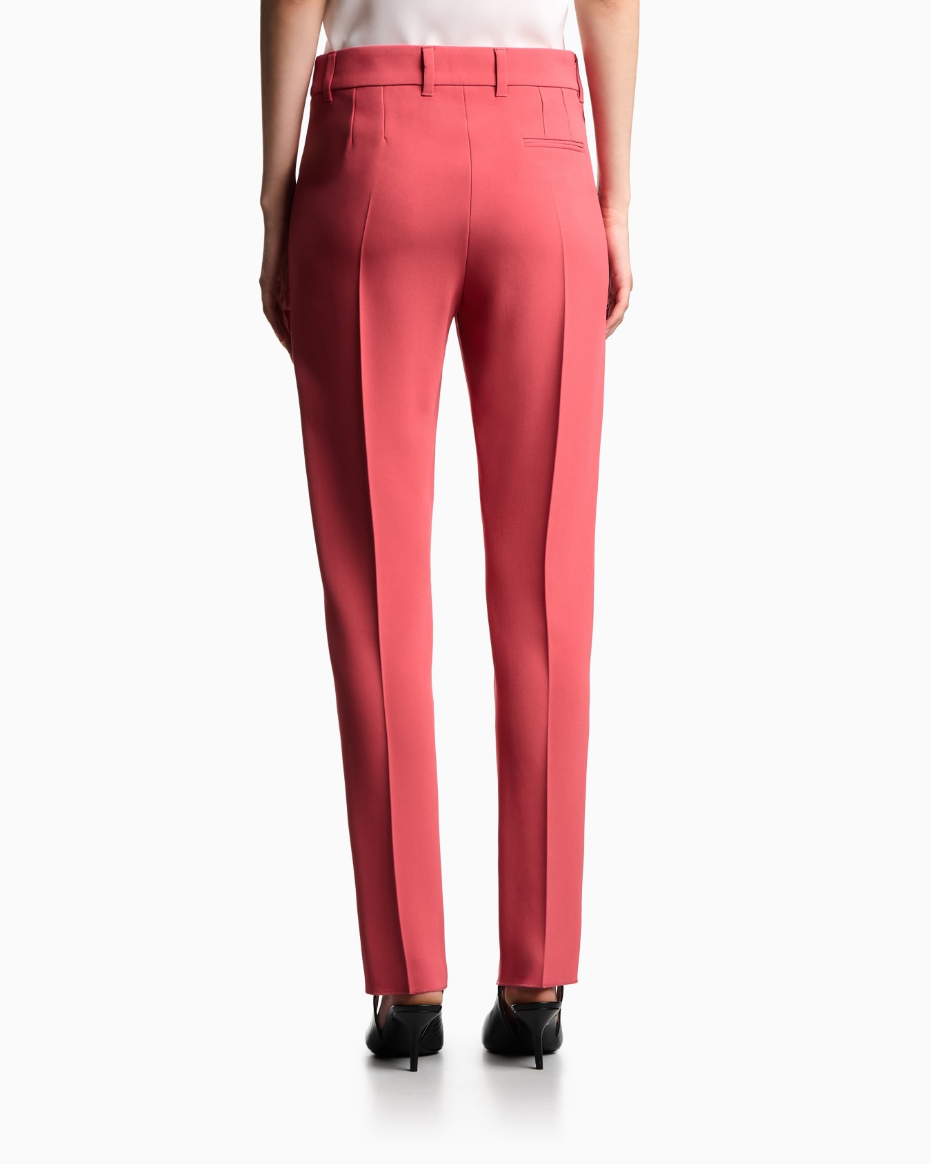 Pantalon avec passants en crêpe cady avec nervures Diapositive 2