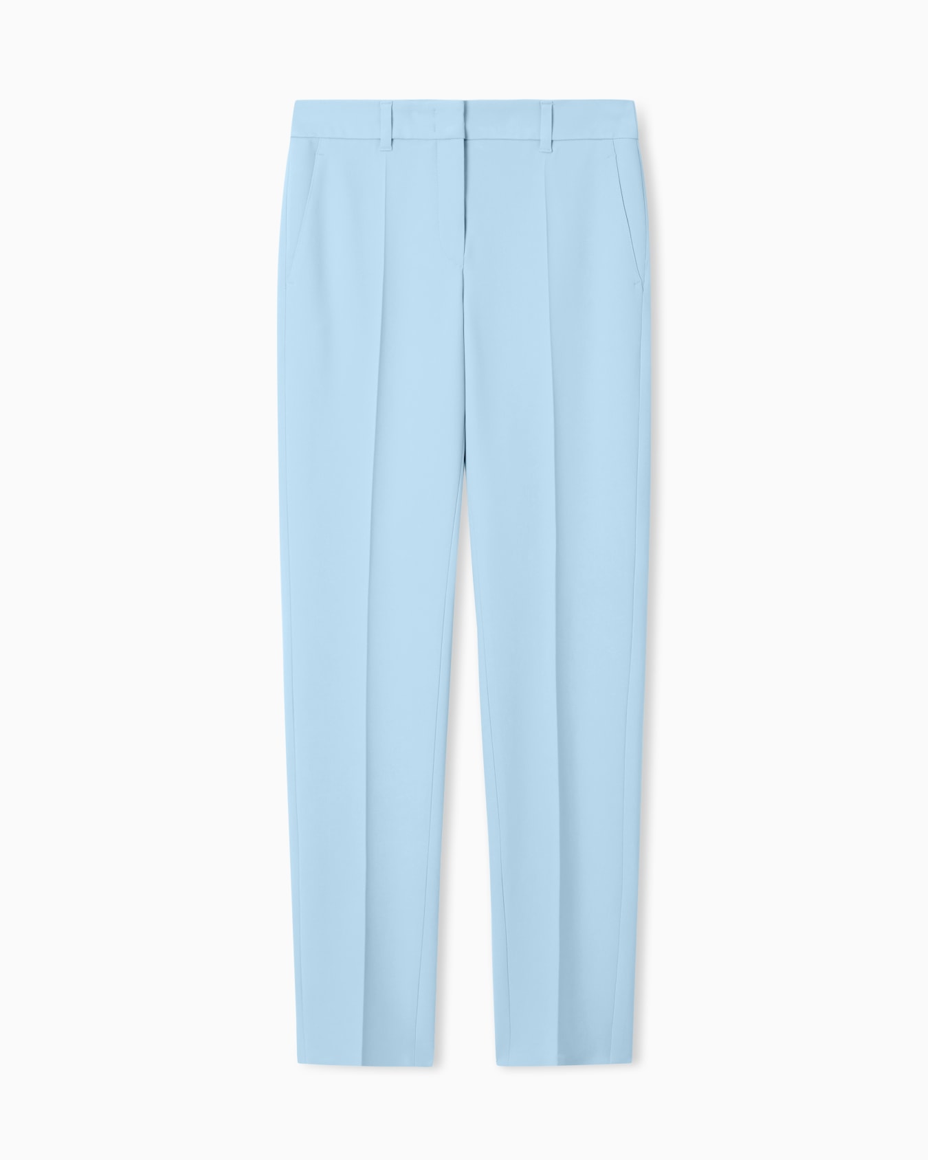 Cady crêpe trousers with belt loops and rib Slide 0