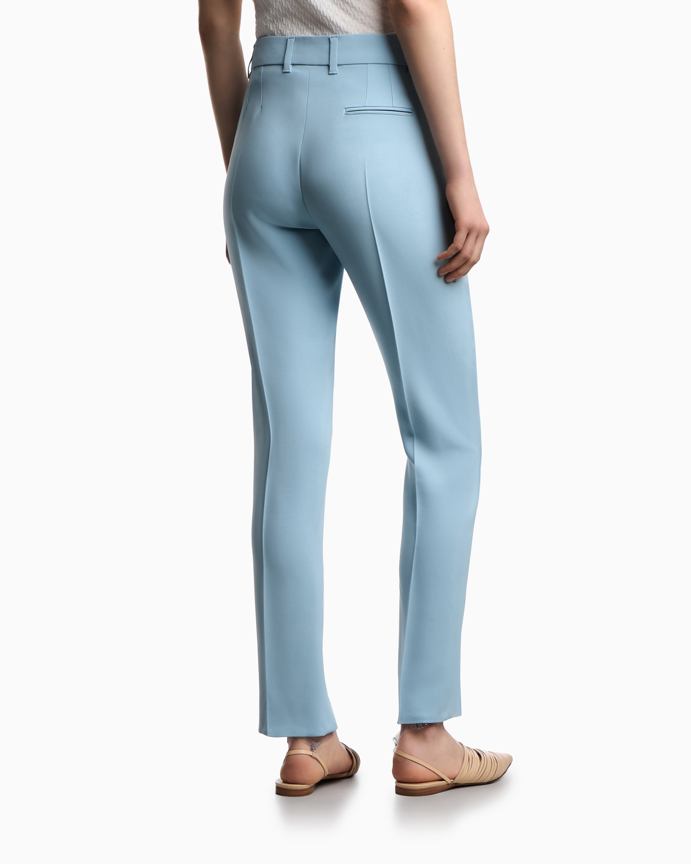 Cady crêpe trousers with belt loops and rib Slide 2