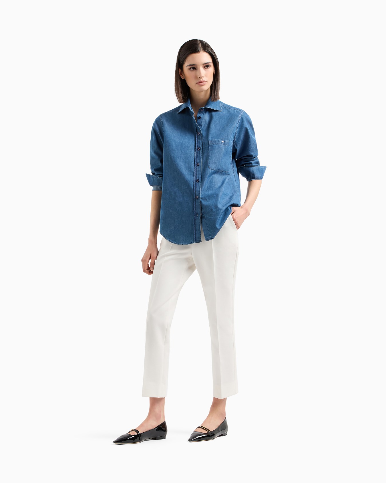 Stretch gabardine 7/8 trousers Slide 1