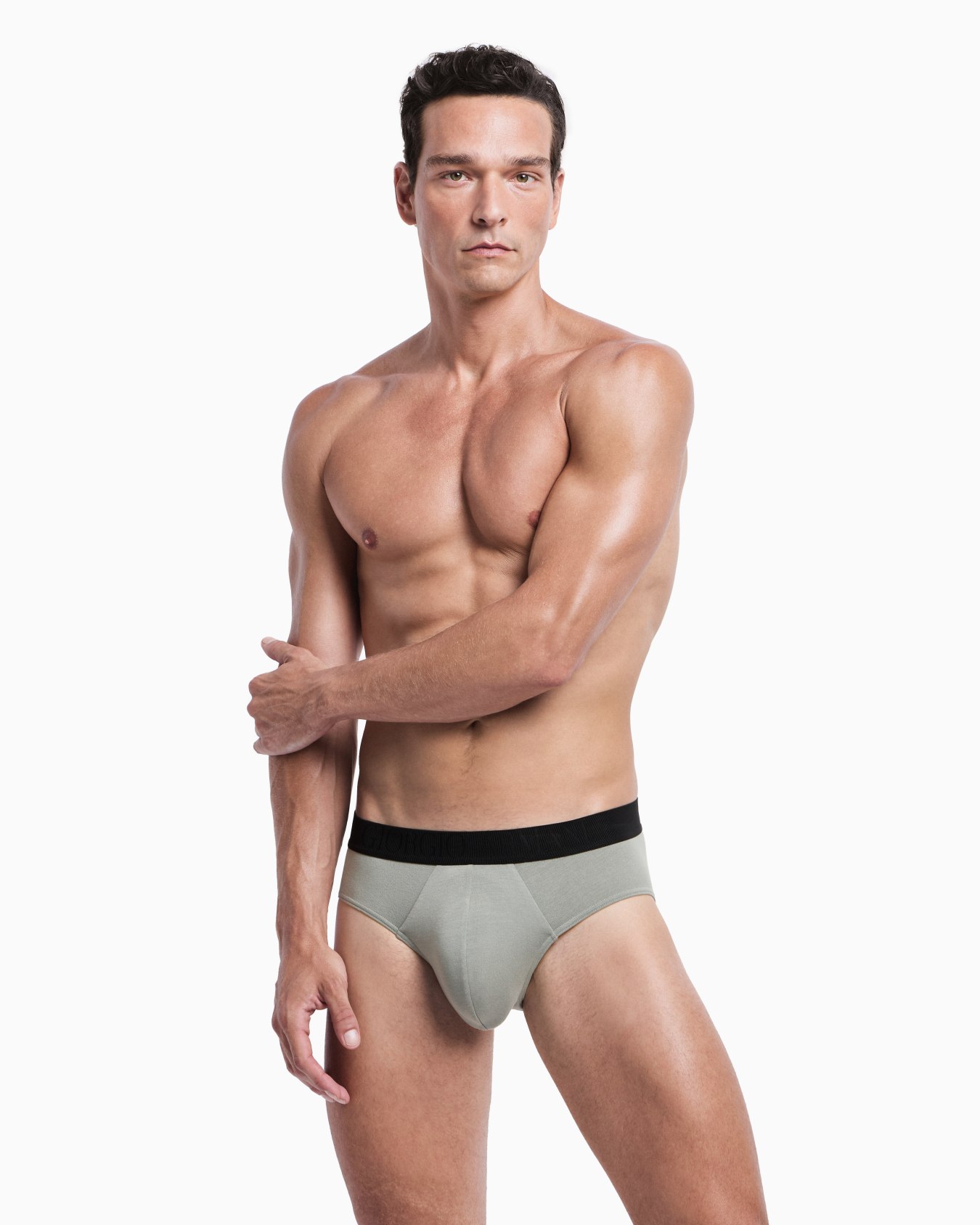 Stretch jersey briefs with logo band Slide 1