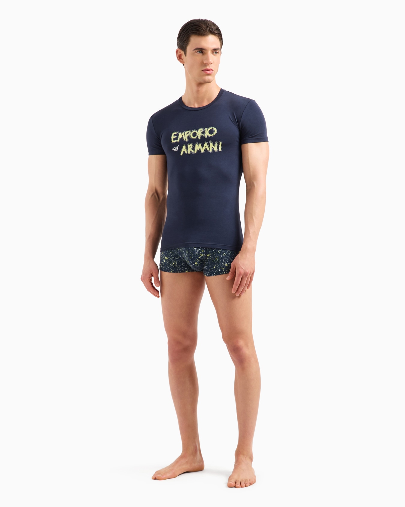 Underwear set of T-shirt and boxer briefs with sparkling stars print Slide 1