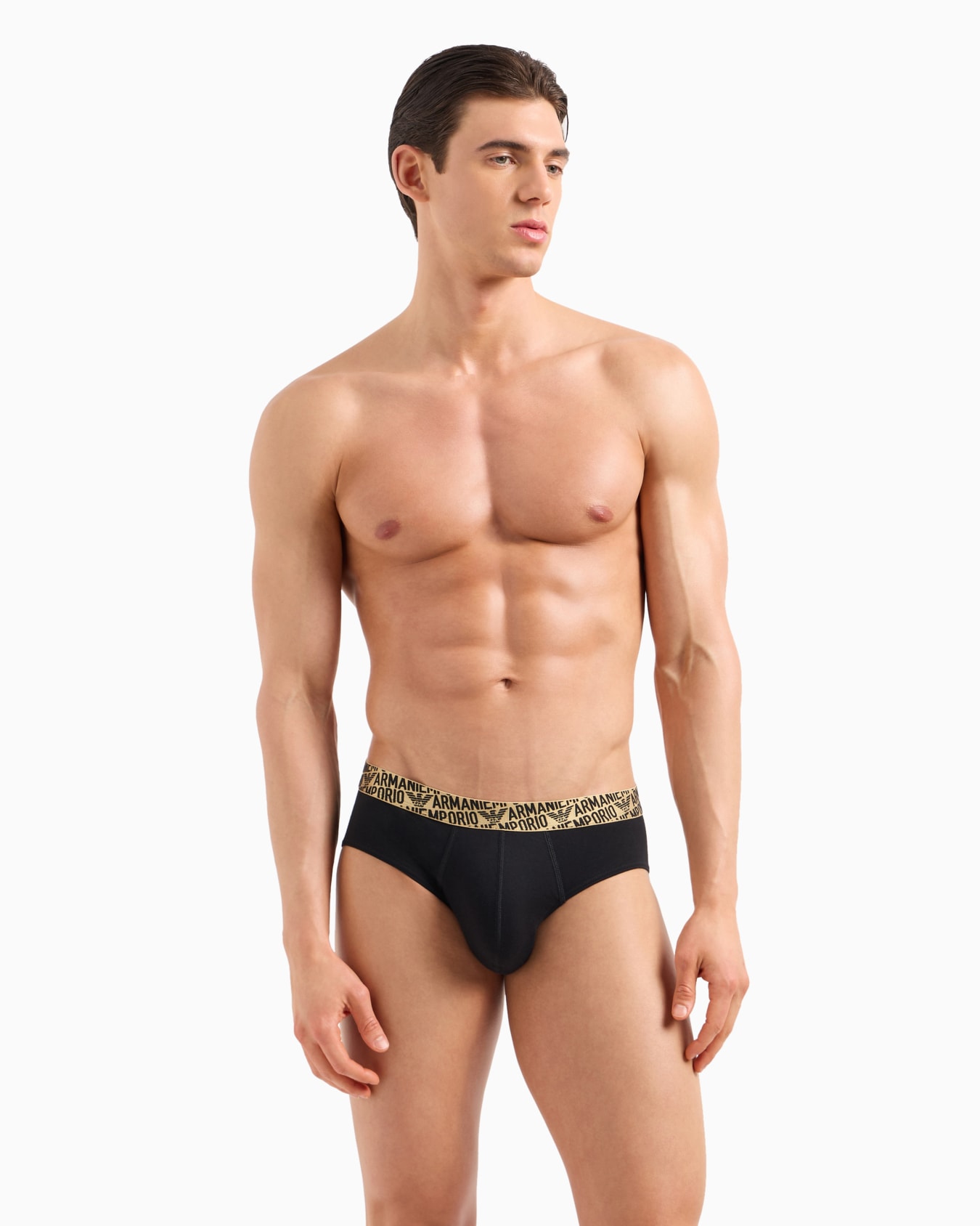 Two-pack of ASV all-over shiny logoband organic-cotton briefs Slide 1