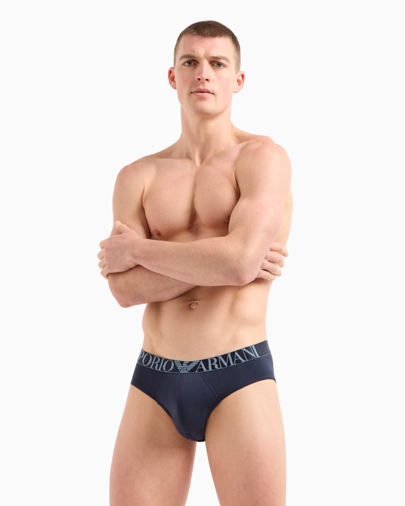 Three-pack of ASV shiny logoband organic-cotton briefs Slide 1