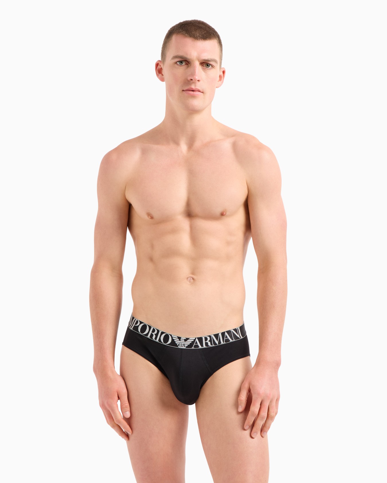 Three-pack of ASV shiny logoband organic-cotton briefs Slide 1
