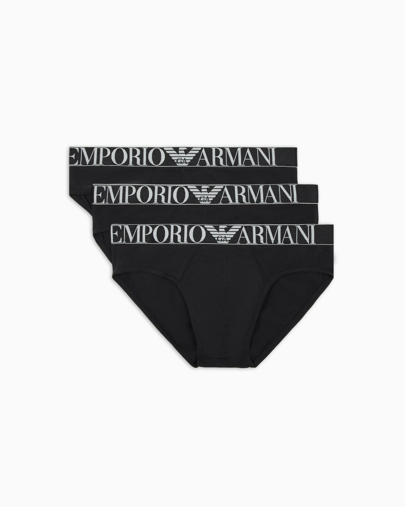 Three-pack of ASV shiny logoband organic-cotton briefs Slide 0