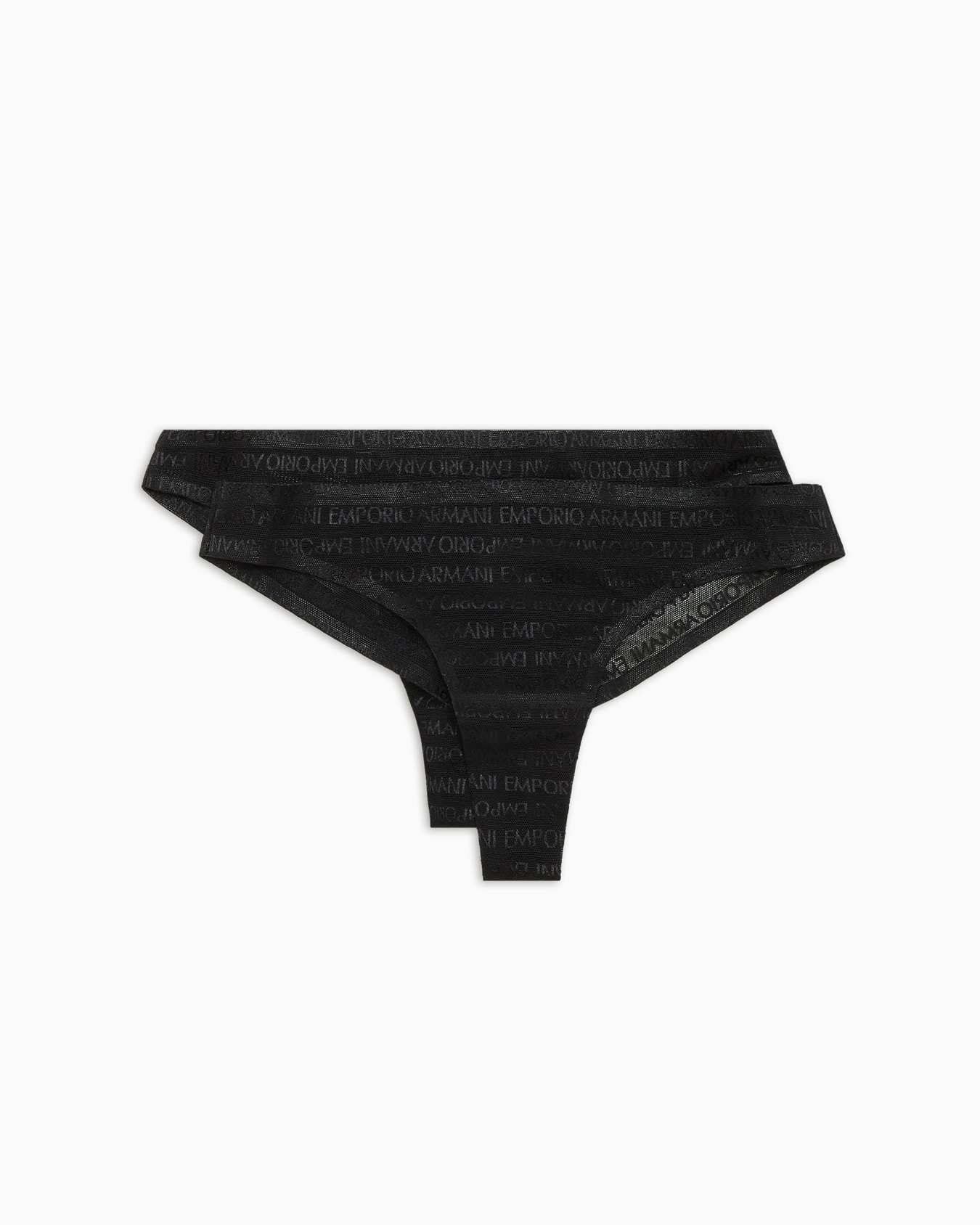 Two-pack of ASV recycled bonded mesh Brazilian briefs with all-over logo lettering Slide 0