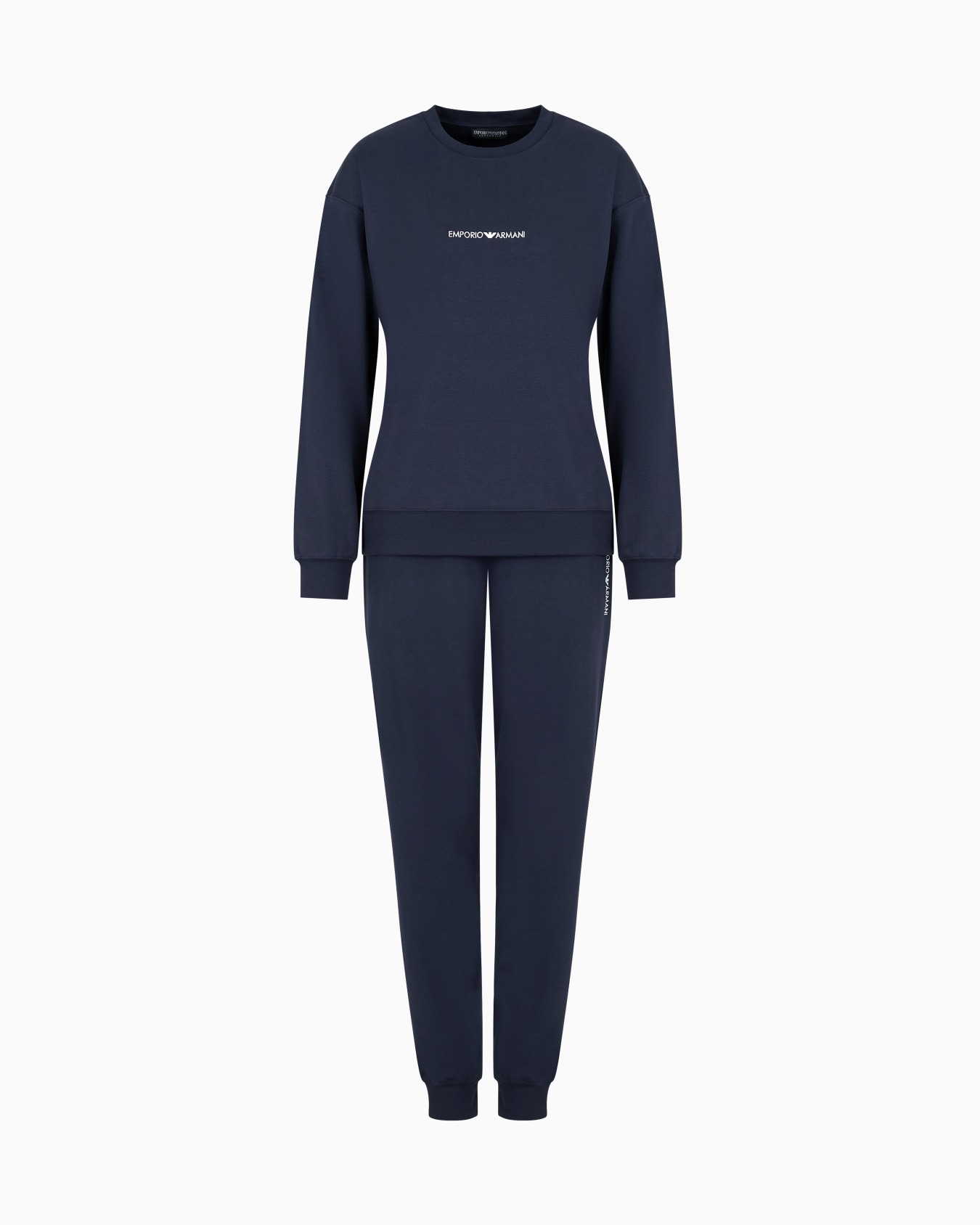 Interlock jersey sweatshirt and trouser pyjamas with logo Slide 0