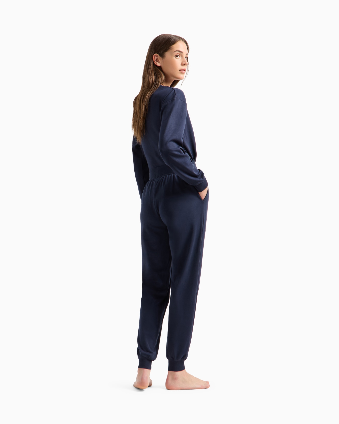 Interlock jersey sweatshirt and trouser pyjamas with logo Slide 2