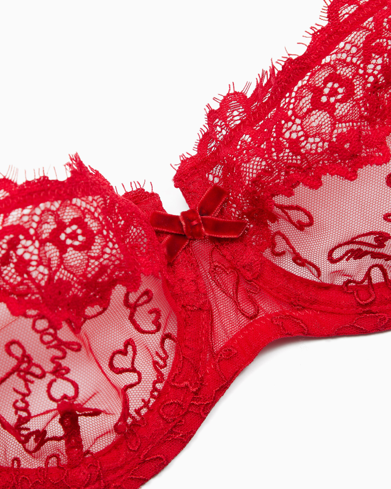 Mesh balconette bra with all-over Holidays logo embroidery Slide 3