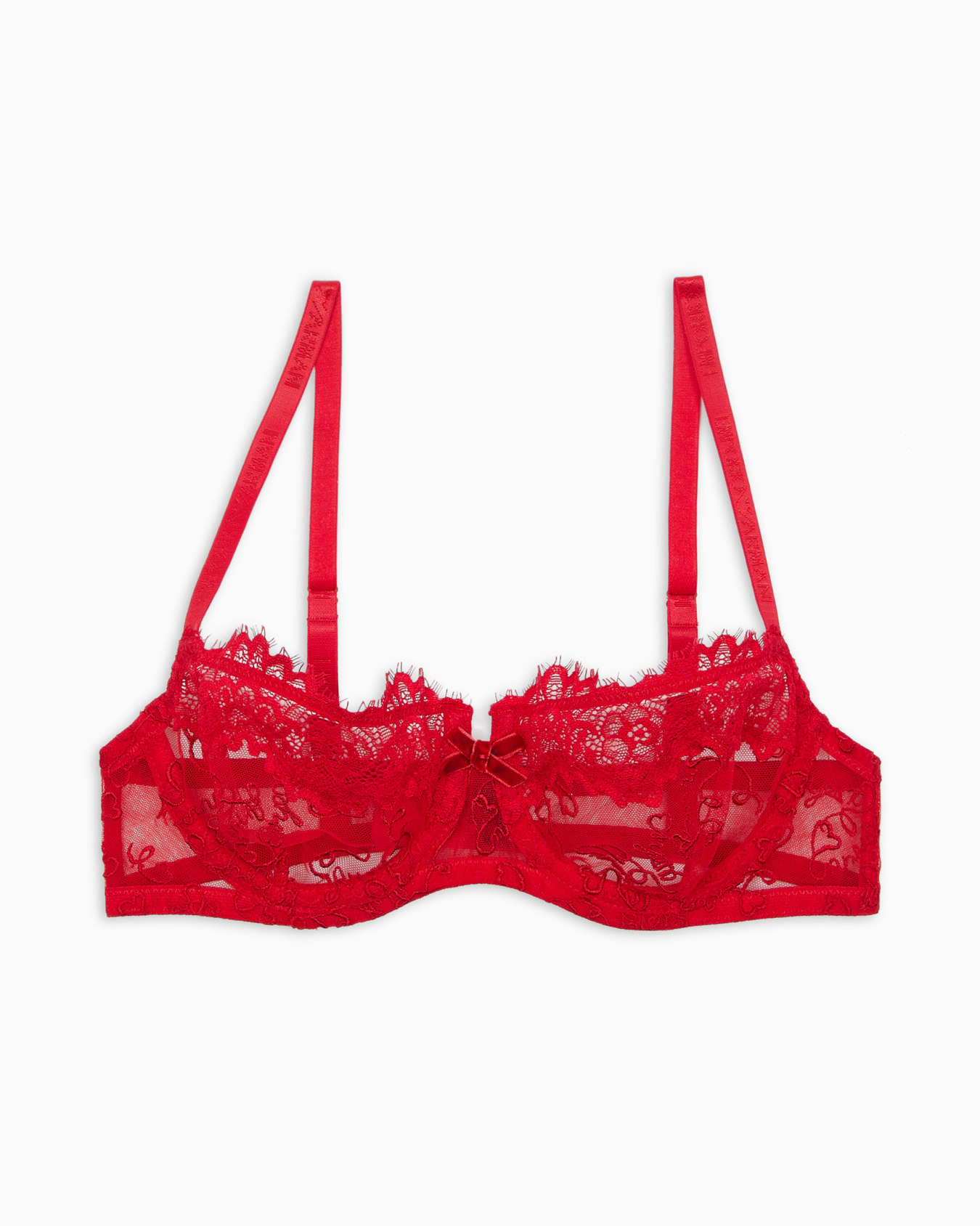 Mesh balconette bra with all-over Holidays logo embroidery Slide 0