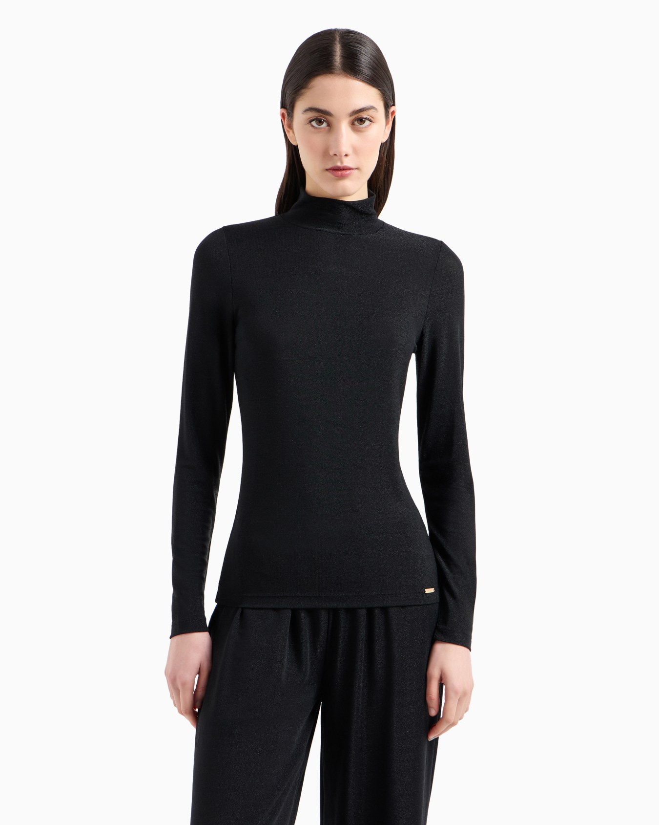 Mock-neck loungewear jumper in Lurex knit Slide 1
