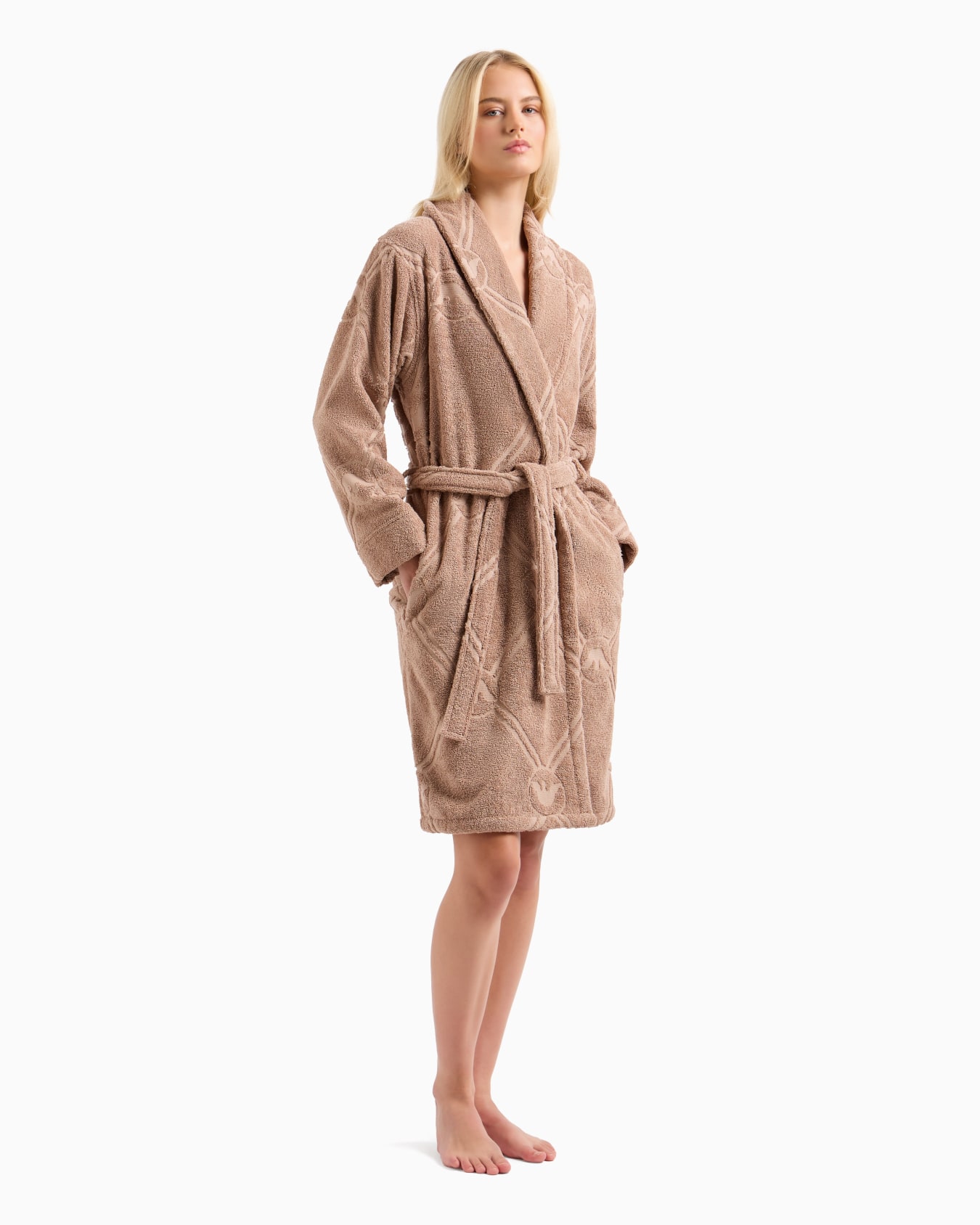 Cotton terry bathrobe with monogram logo Slide 1