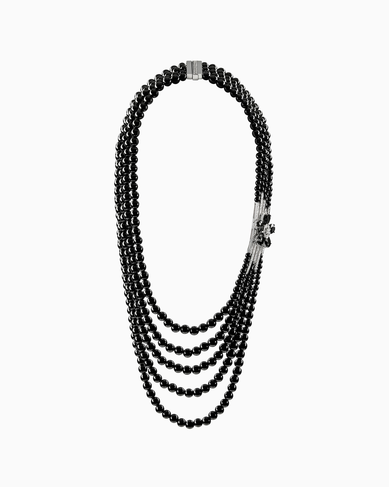 18K white-gold, diamond-and-onyx Sì necklace Folie 0